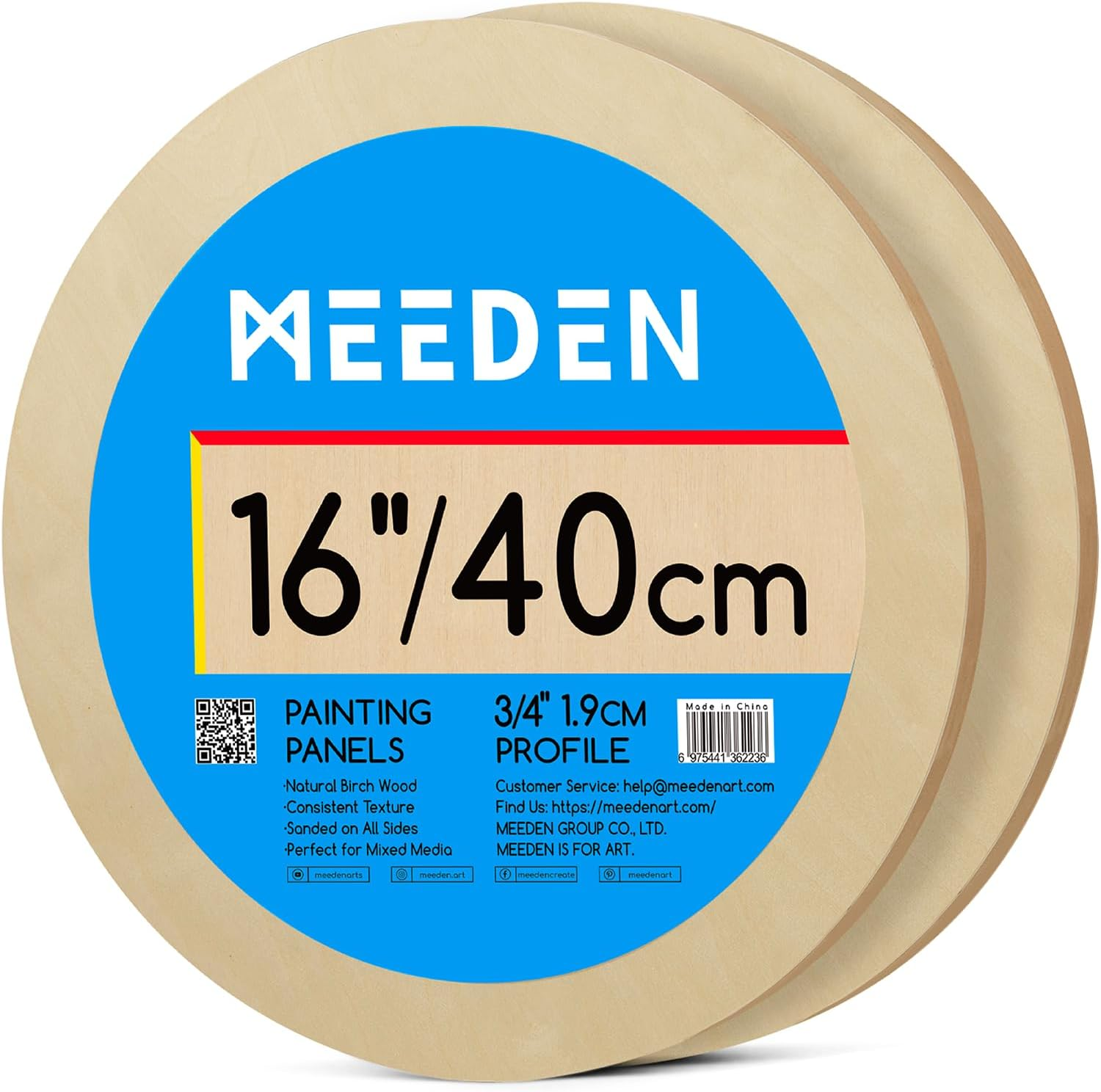 MEEDEN round Wood Canvas Panels: 3/4" Deep 12" Dia round Wooden Canvas Panel - Pack of 2 Cradled Wood Art Boards for Pouring Art, Crafts, Painting image number 3