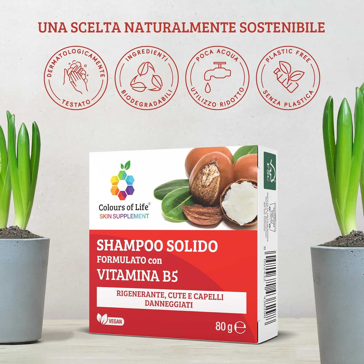 Colours of Life Skin Supplement Vitamin B5 Solid Shampoo 80 G image number 1