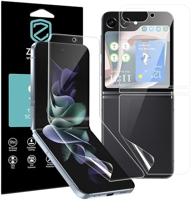 ZUSLAB Screen Protector for Galaxy Z Flip 5 Screen Protector Premium Quality Edge to Edge High Definition Flexible TPU Film for Samsung (2023) (Full Set) image number 1