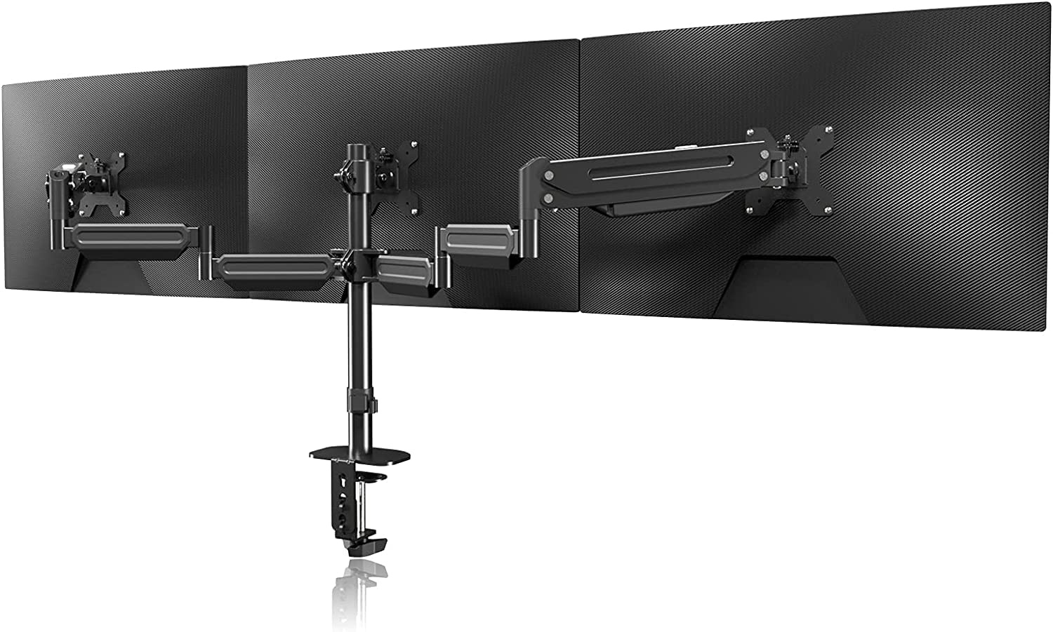Triple Monitor Stand Mount-Gas Spring Stand with Clamp and Grommet Base, Fully Adjustable Desk Mount Fits Three 17-27 Inch LCD Computer Screens, Each Arm Holds up to 13.2Lbs,(Md8003) - Md8003 image number 1