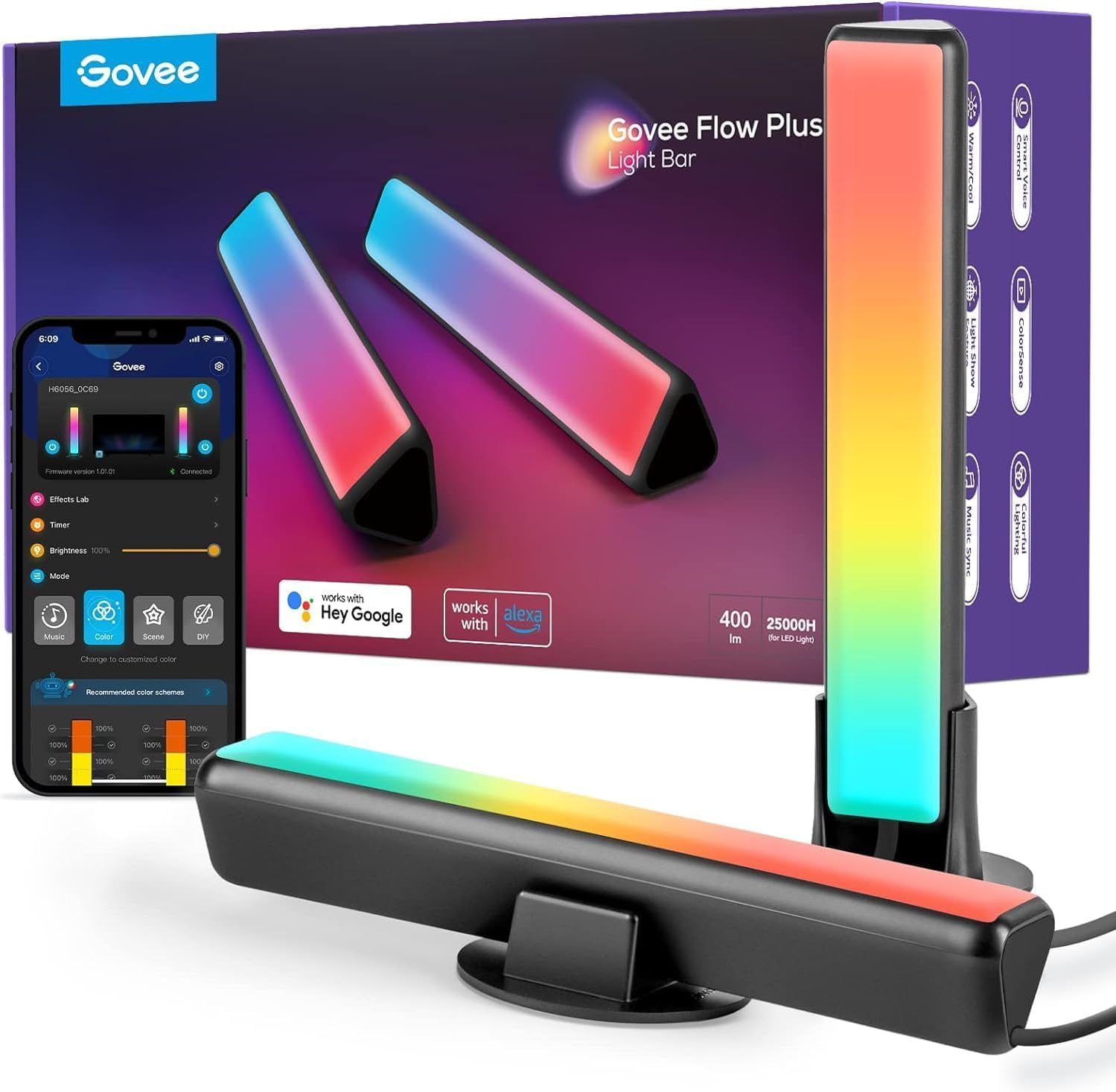 Govee RGBICWW LED Lightbar, TV Backlight Compatible with Alexa and Google Assistant, App Control, Dimmable, 16 Million Colours for Room, Gaming Decoration