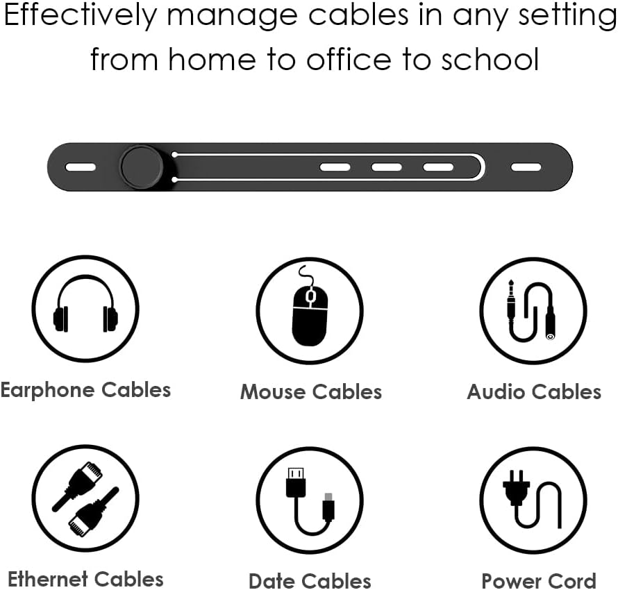 Baskiss 16 Pack Silicone Cable Ties Organiser Strap, Reusable and Elastic Wire Wrap Management Organizer for Earphone, Phone Charger, Mouse, Audio, Computer in Home, Office, Kitchen, School (Black) image number 2