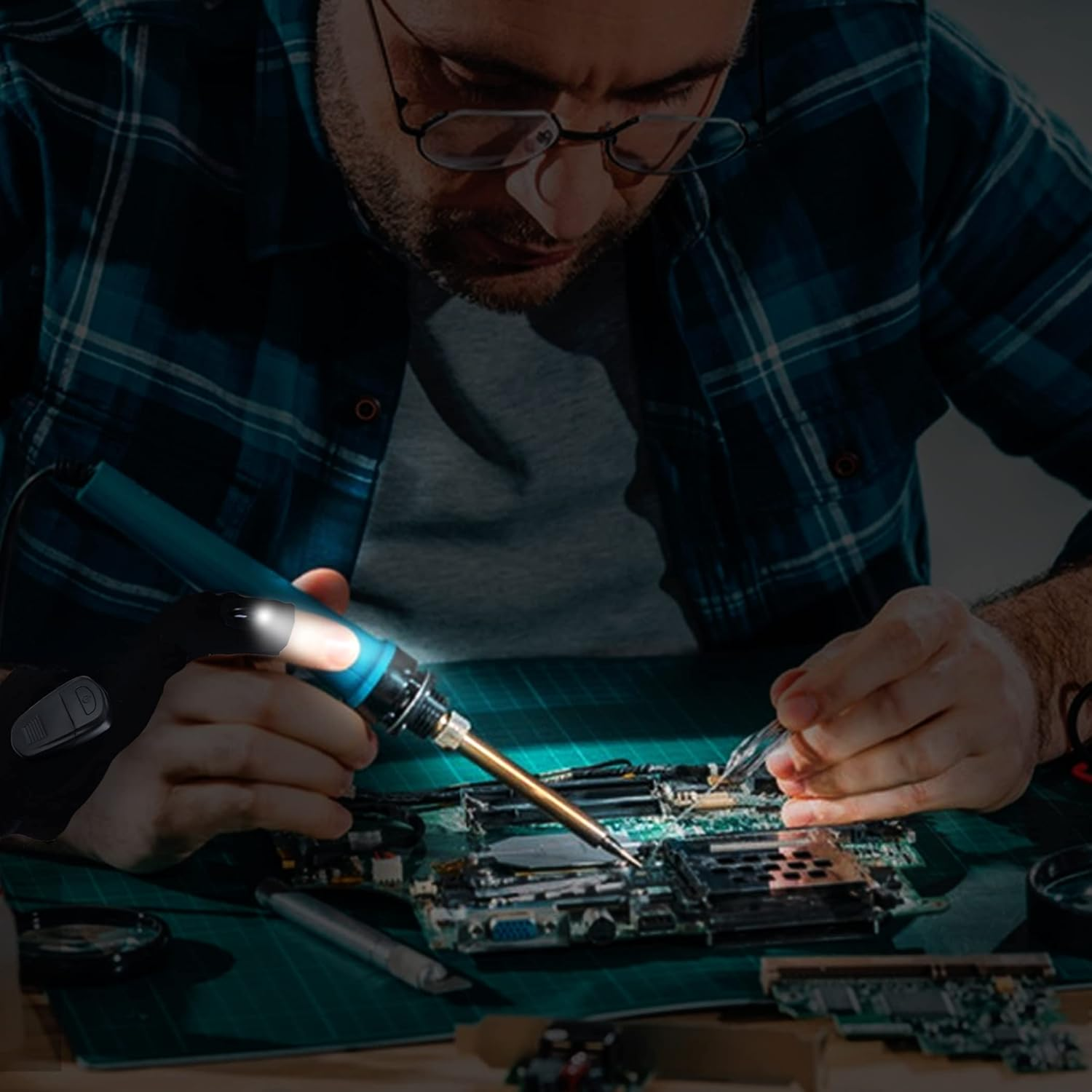 LED Flashlight Glove Tools Unique Gifts for Men Dad Adults,Cool Gadgets Hands-Free Lights Fingerless Work Gloves with Stretchy Strap for Home Fishing Camping Hunting(1 Pair,Batteries Included) image number 2