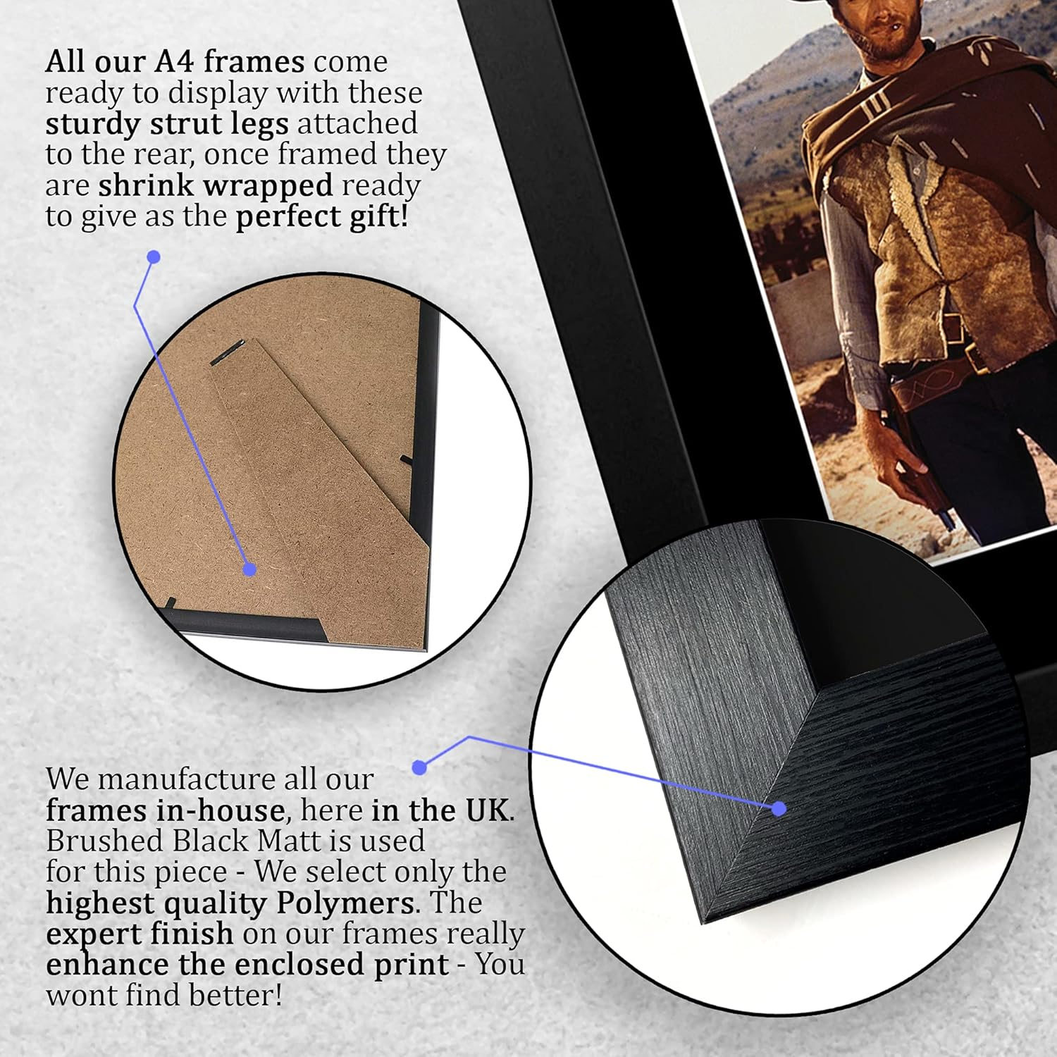 HWC Trading FRAMED Clint Eastwood Gift Signed A4 Printed Autograph the Good, the Bad & the Ugly Gifts Print Photo Picture Display image number 3