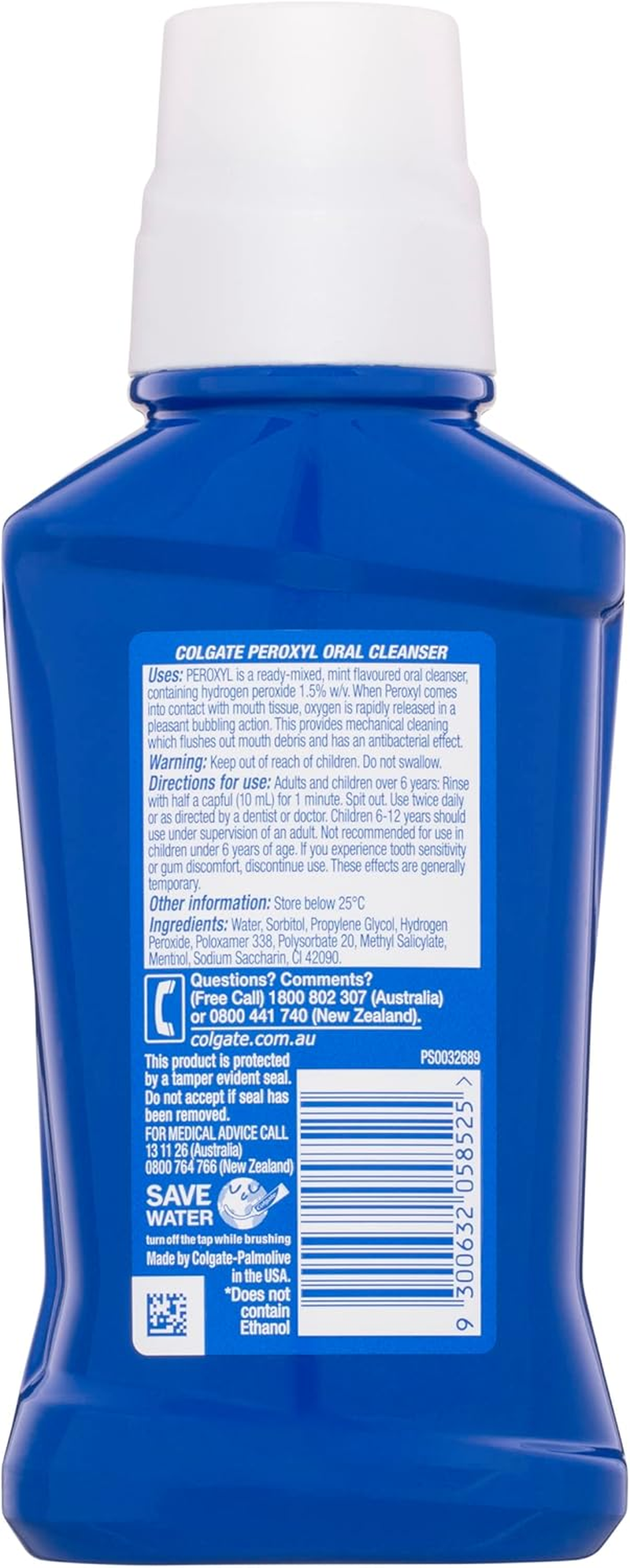 Colgate Peroxyl Rinse Oral Cleanser Mouthwash, 236Ml, Mint with 1.5% Hydrogen Peroxide