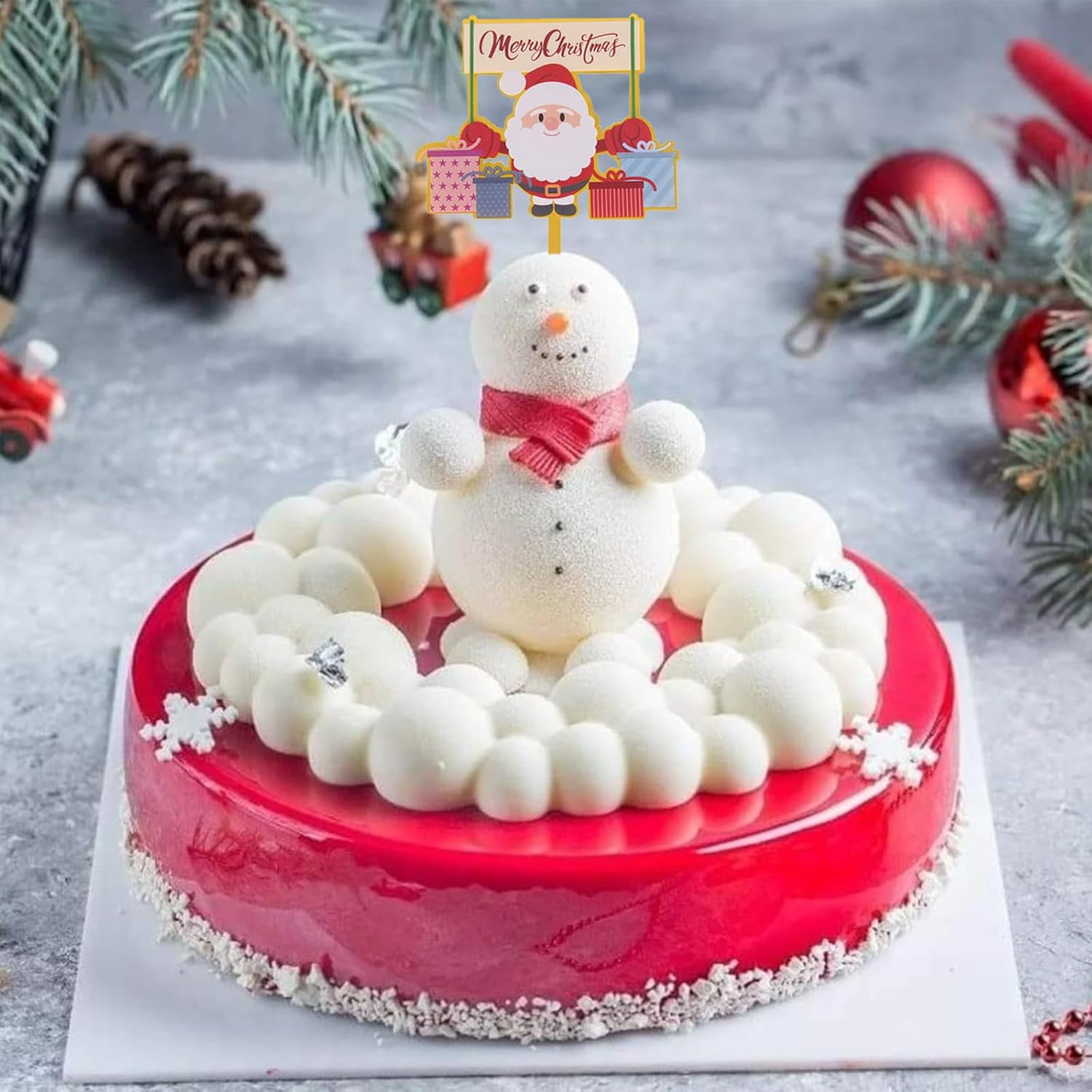 Christmas Cake Topper Merry Christmas Cake Decorations Christmas Cupcake Toppers Christmas Tree Mini Santa Cake Decoration Props Xmas Party Craft Ornaments 6 Pcs image number 6