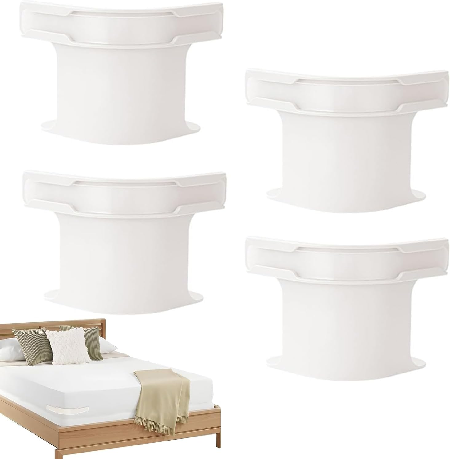 IONPSHG 2025 Bed Sheet Fixing Clips, 4Pcs Bed Sheet Holder with Lock Strips, Heavy Duty Bedsheet Corner Tightener Clips, Beds Sheet Grippers Fixed for Mattress Protectors, Blankets, Bedding (White)