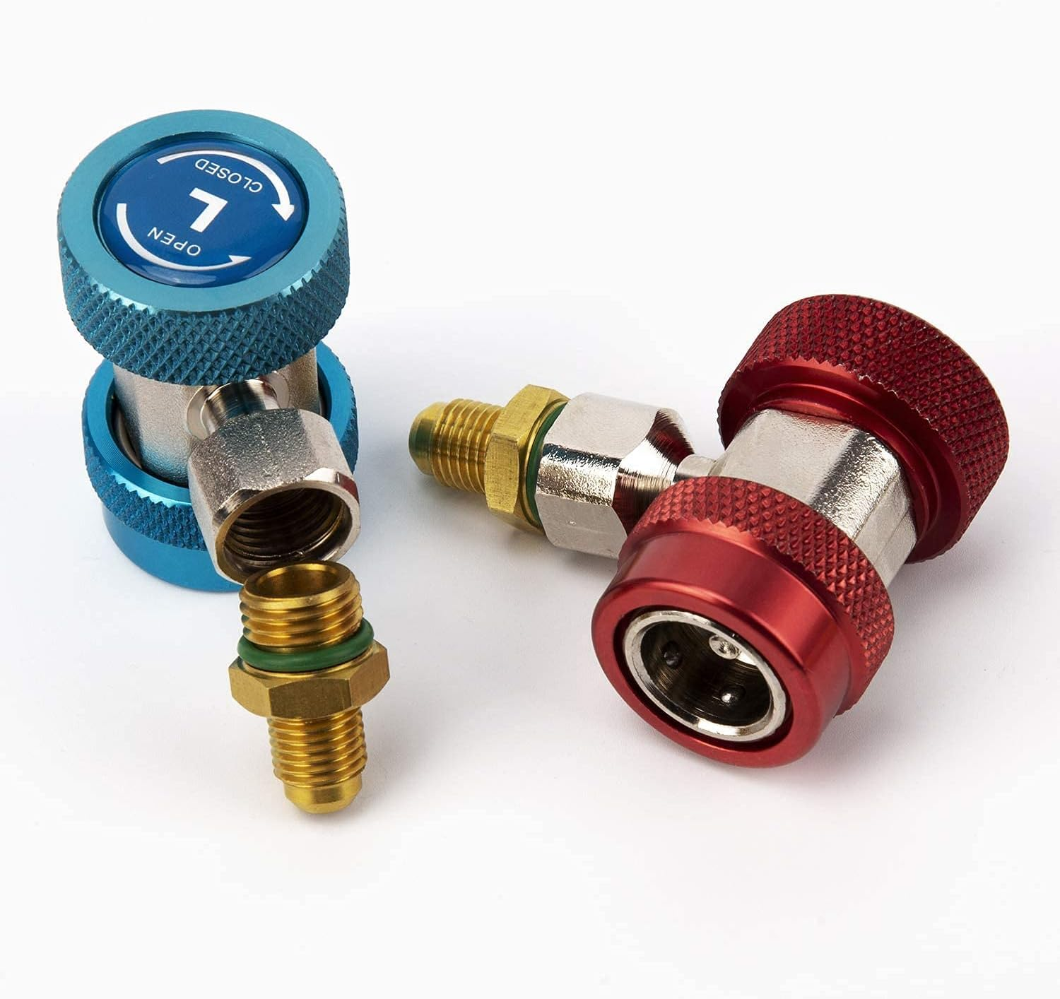 SAVITA Car Air Tool Set, AC R134A Quick Couplers Adapters R134A Can Tap with Tank Adapter for 1/4 Inch Coolant Distributor. and 1/2 Inch Fitting AC Hose Gauge