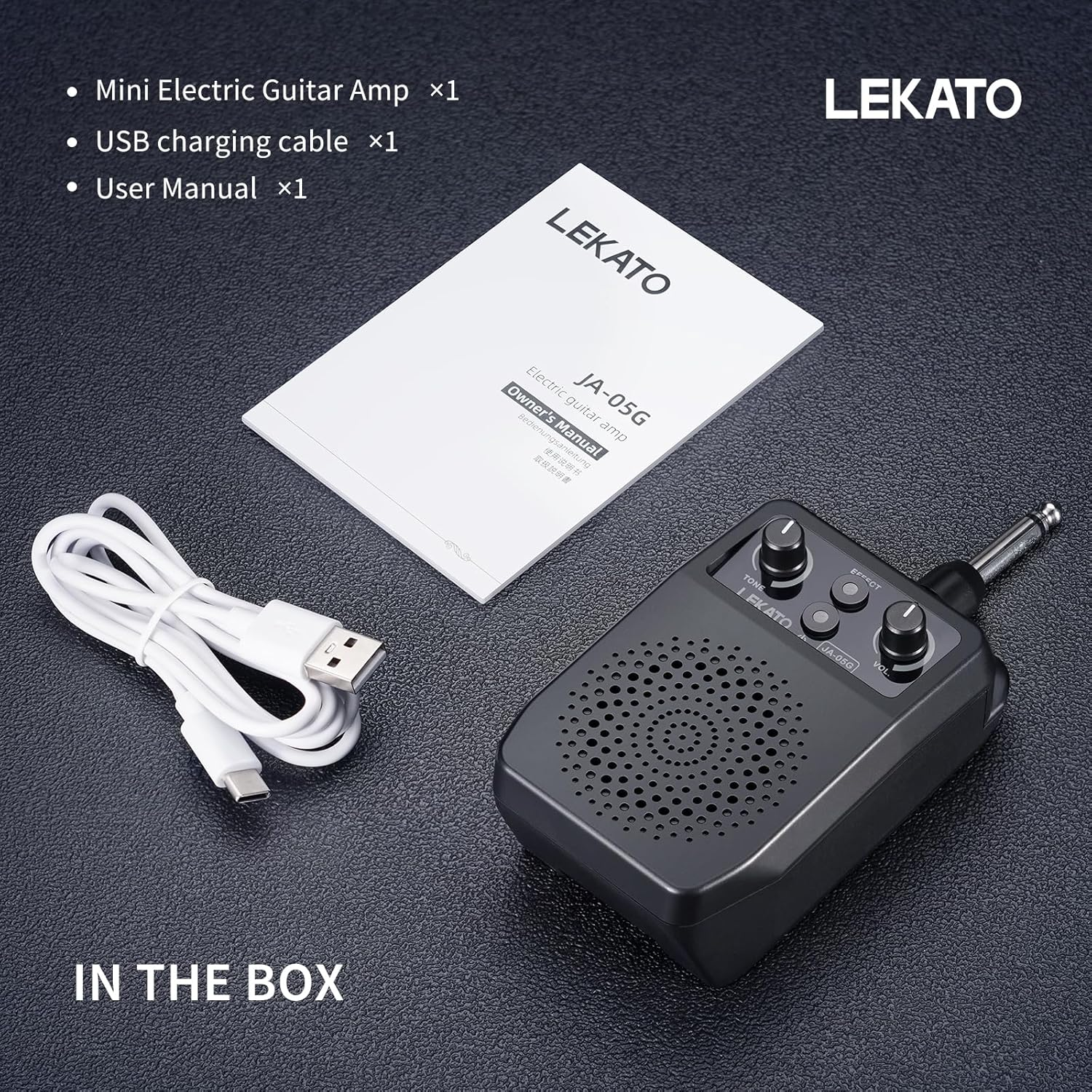 LEKATO Mini Electric Guitar Amp 5W, Portable with Built-In 4 Effects, Clean Distortion Overdrive Reverb, Rechargeable for Practice image number 1
