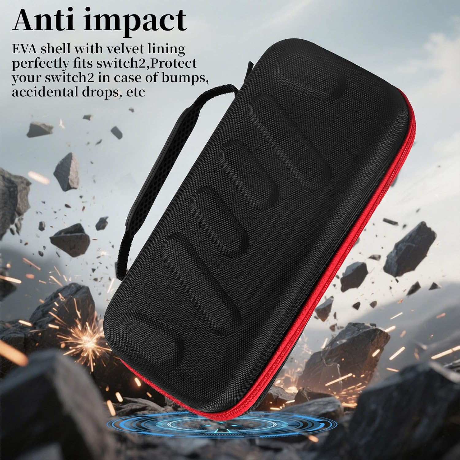 LUPAPA Carrying Case Compatible with Switch 2(2025) -Multifunctional Storage Box with 20 Game Card Slots Portable Storage Bag for Accessories, Protective Travel Handbag EVA Hard Bag (Red) image number 3