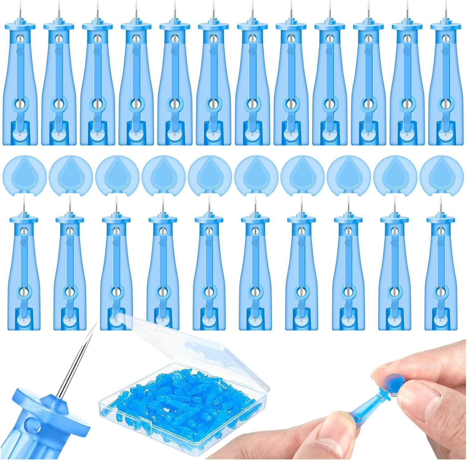 100Pcs Pimple Popper Kit, Blackhead Remover Tool Skin Care Tools Acne Needle Nose Strips for Blackheads Pimple Extractor Pore Cleaner Blue Stainless Steel Acne Treatment Tools with Cotton Swabs for Skin Care image number 4