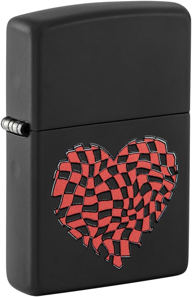 Zippo Heart Design Windproof Lighter, Black Matte