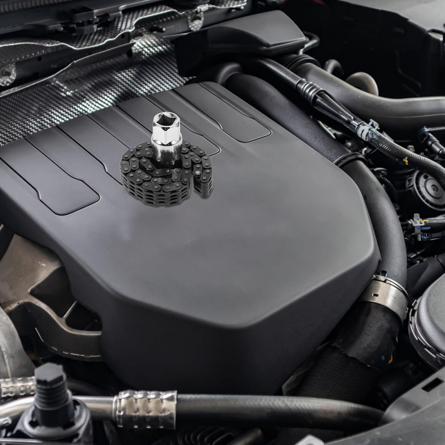 SOLUSTRE Chain Wrench Section Oil Filter Tool Heavy-Duty Double Chain Wrench for Motorcycle and Automotive Versatile Filter Removal and Installation Construction image number 4