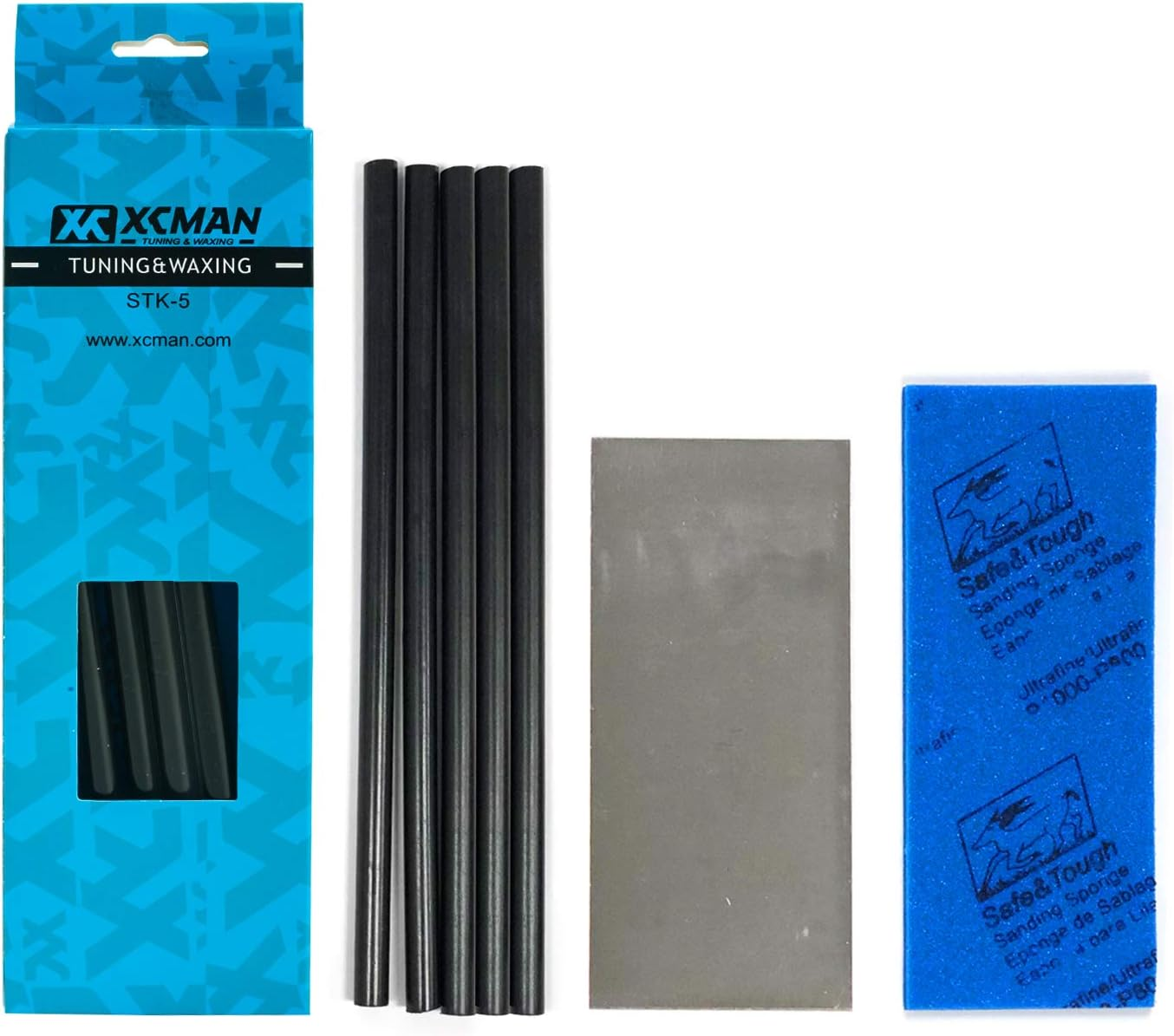 XCMAN Alpine Freeride Snowboard Ski Base Ptex Base Repair Kit:5 Ptex,Metal Scraper,Sanding Sponge