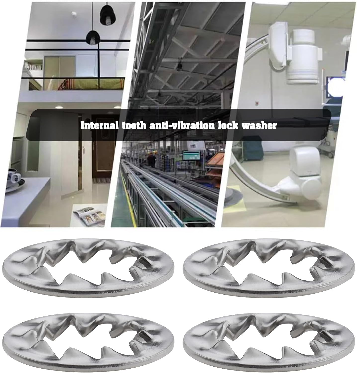 VGOL 150Pcs Internal Toothed Shakeproof Lock Washers 304 Stainless Steel Bolt Base DIN6798J for Furniture Repair Outdoor Construction Electrical Maintenance (M4/M6/M8/M10/M12)