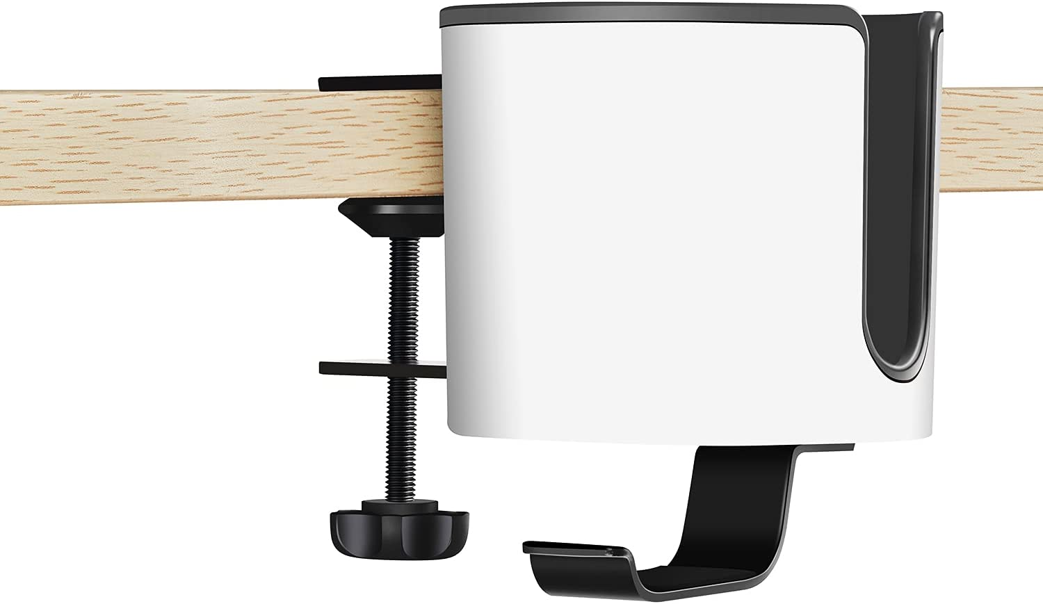 Luxury 2-In-1 Anti-Spill Desk Cup Holder with under Desk Headphone Hanger Drink Holder (White) image number 5