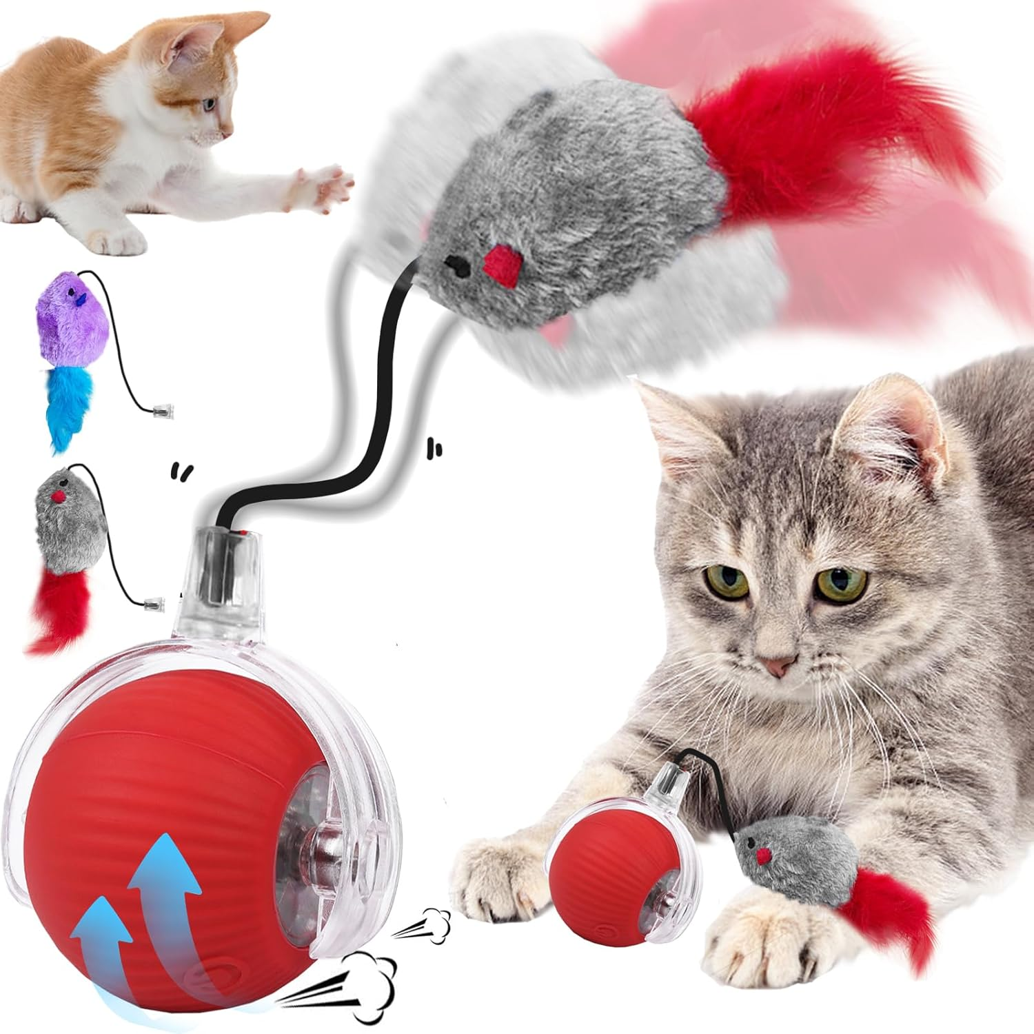 YOUYIKE Interactive Cat Toy, Dog Ball Toy with Rope, USB Rechargeable Rolling, Interactive Ball for Dogs, Magic Ball for Dogs and Cats of All Sizes and Ages image number 3