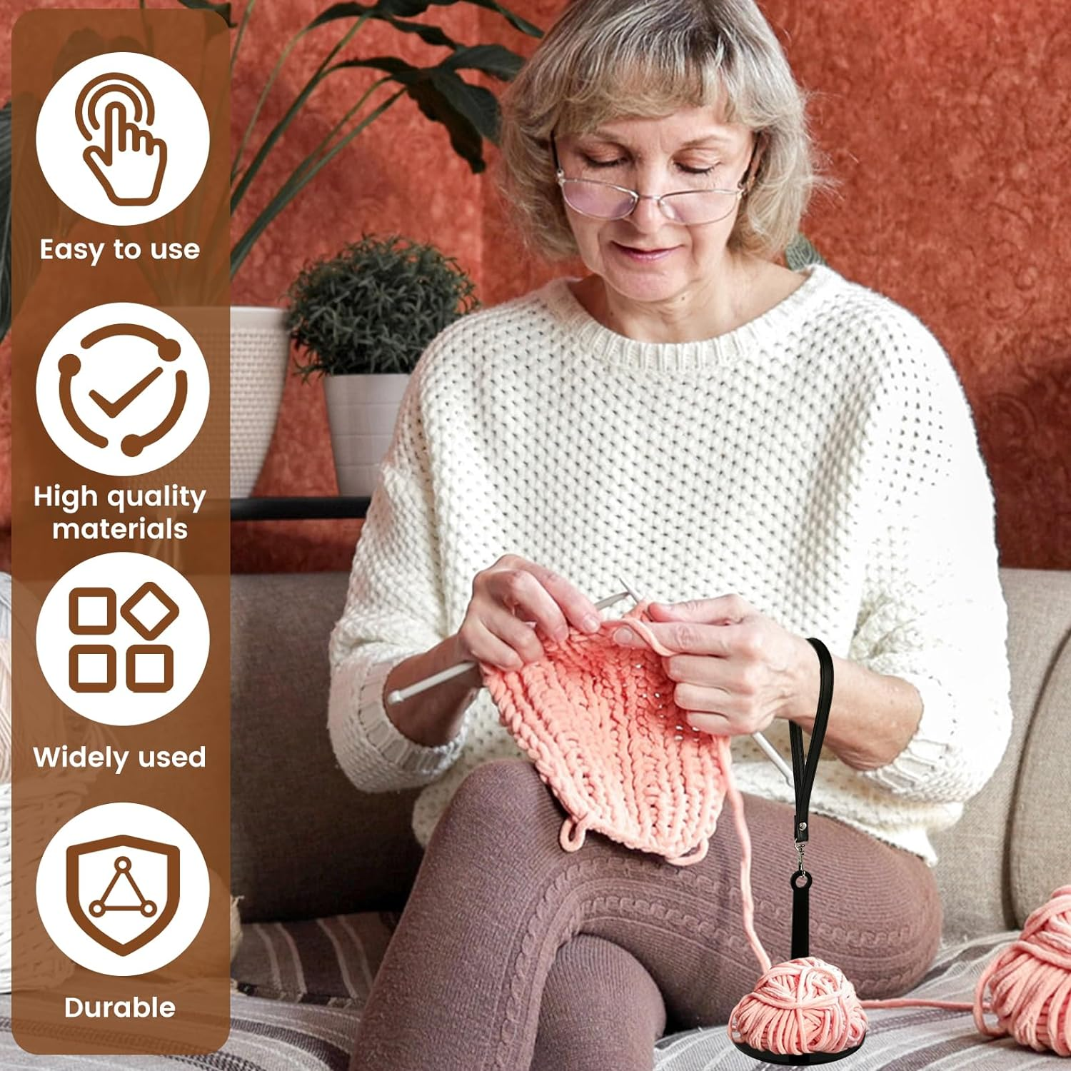 2PCS Portable Wrist Yarn Holder Yarn Storage Crochet Yarn Holder with Wrist Strap Prevents Yarn Tangling and Misalignment Yarn Holder for Crocheting, Knitting Supplies Gift for the Craft Lovers image number 2