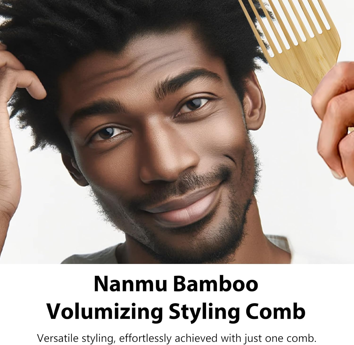 2-Piece Bamboo Comb Set for Afro Hair: Natural Anti-Static Picks for Curly, Thick Hair, Ideal for Men and Women, Eco-Friendly Styling and Detangling Solution image number 6