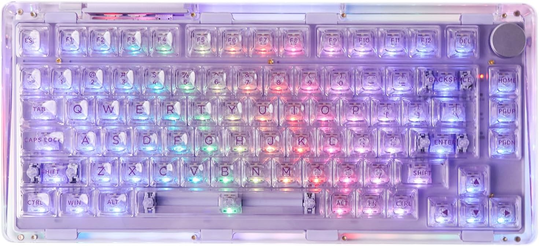 Kiiboom Phantom 81 75% Transparent Mechanical Gaming Keyboard, Hot Swappable Custom Gasket Keyboard with RGB Backlit, Clear Keycap, Rechargeable Battery, Triple Mode for Win/Mac (Phantom 81 V3 Clear)