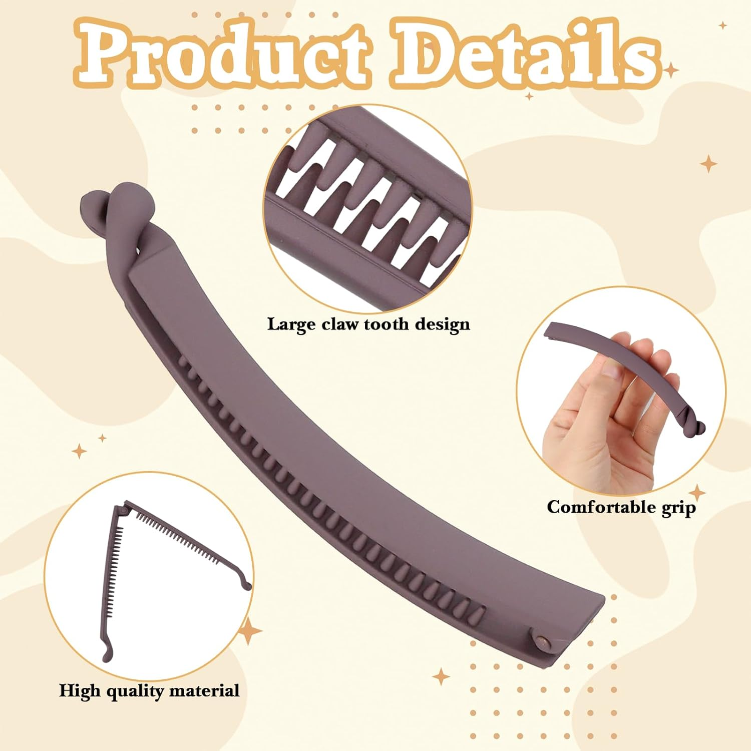 LLMSIX 4Pcs Banana Hair Clips, Non-Slip Large Banana Clips for Women, Vintage Matte Bananas Clip for Women and Girls Thick Curly Hair Accessories image number 6