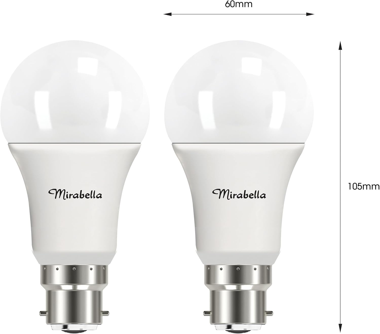 Mirabella LED 2PK GLS BC 9W 806Lum 2700K Warm White image number 3