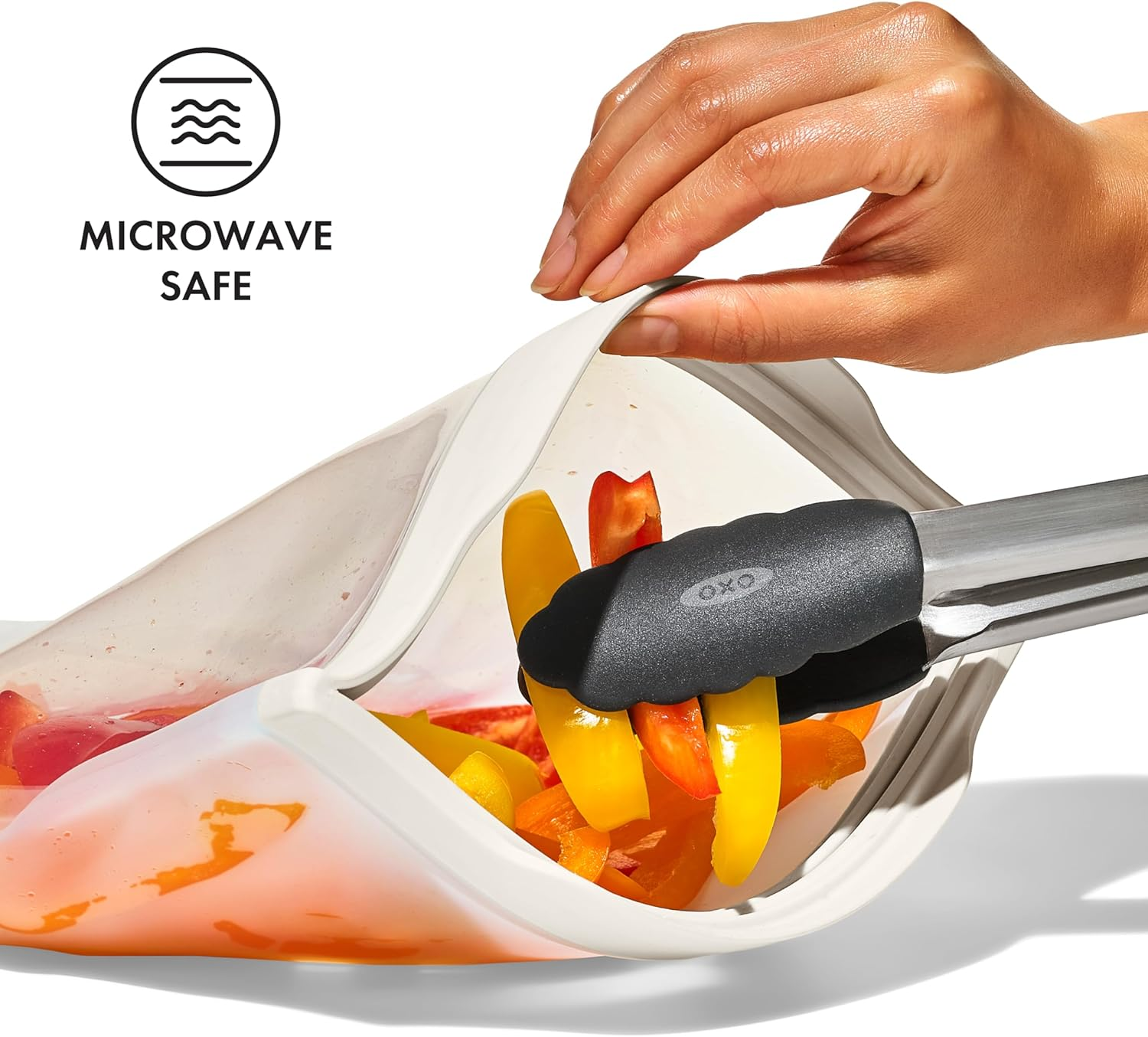 OXO Good Grips Silicone Reusable Bag &ndash; Stand-Up Snack (12 Oz) &ndash; Oat image number 2