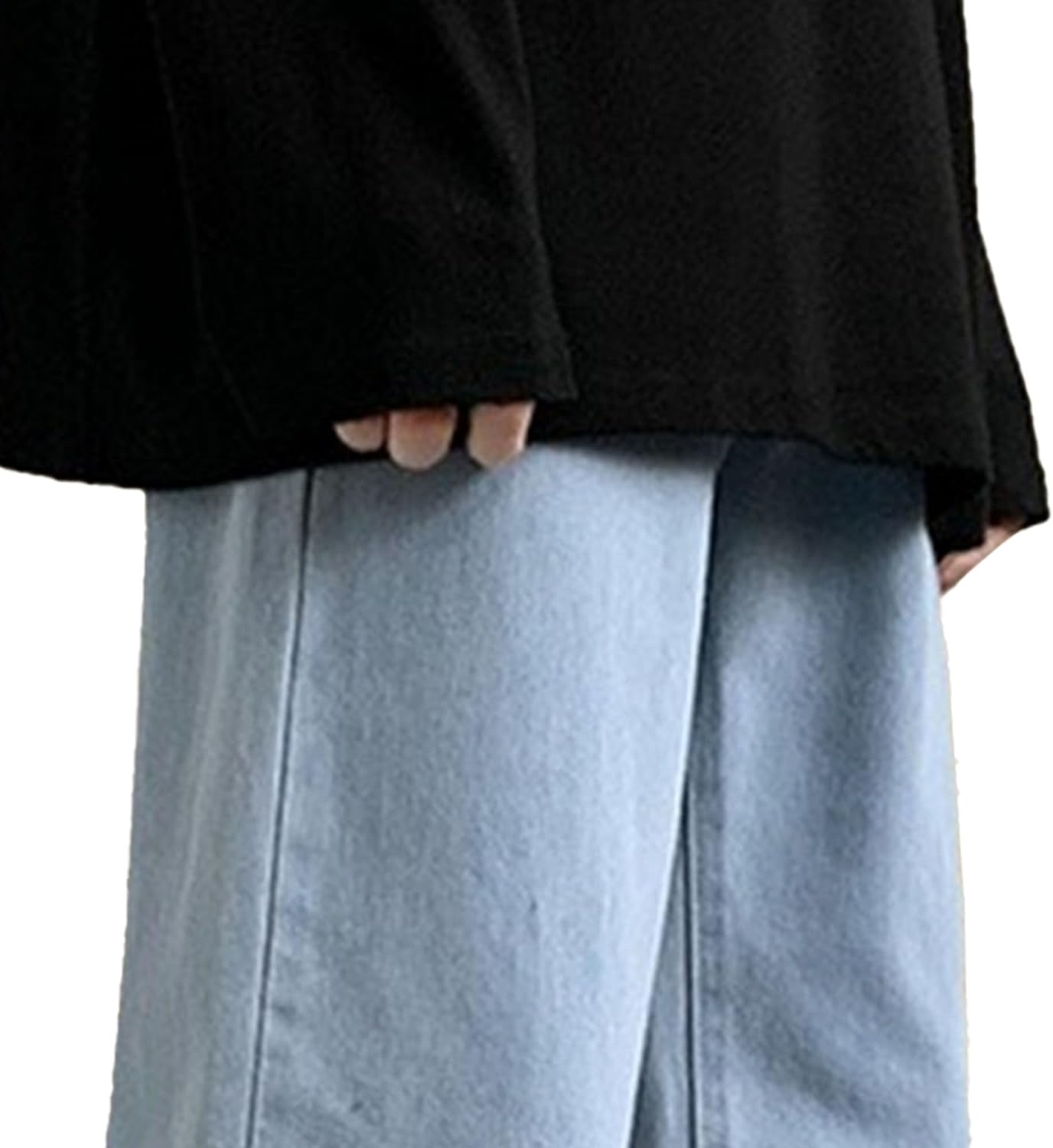 Men'S Loose Wide Leg Jeans Baggy Y2K Streetwear Denim Pants Stylish Casual Hip Hop Solid Jean, Blue 2, M image number 2