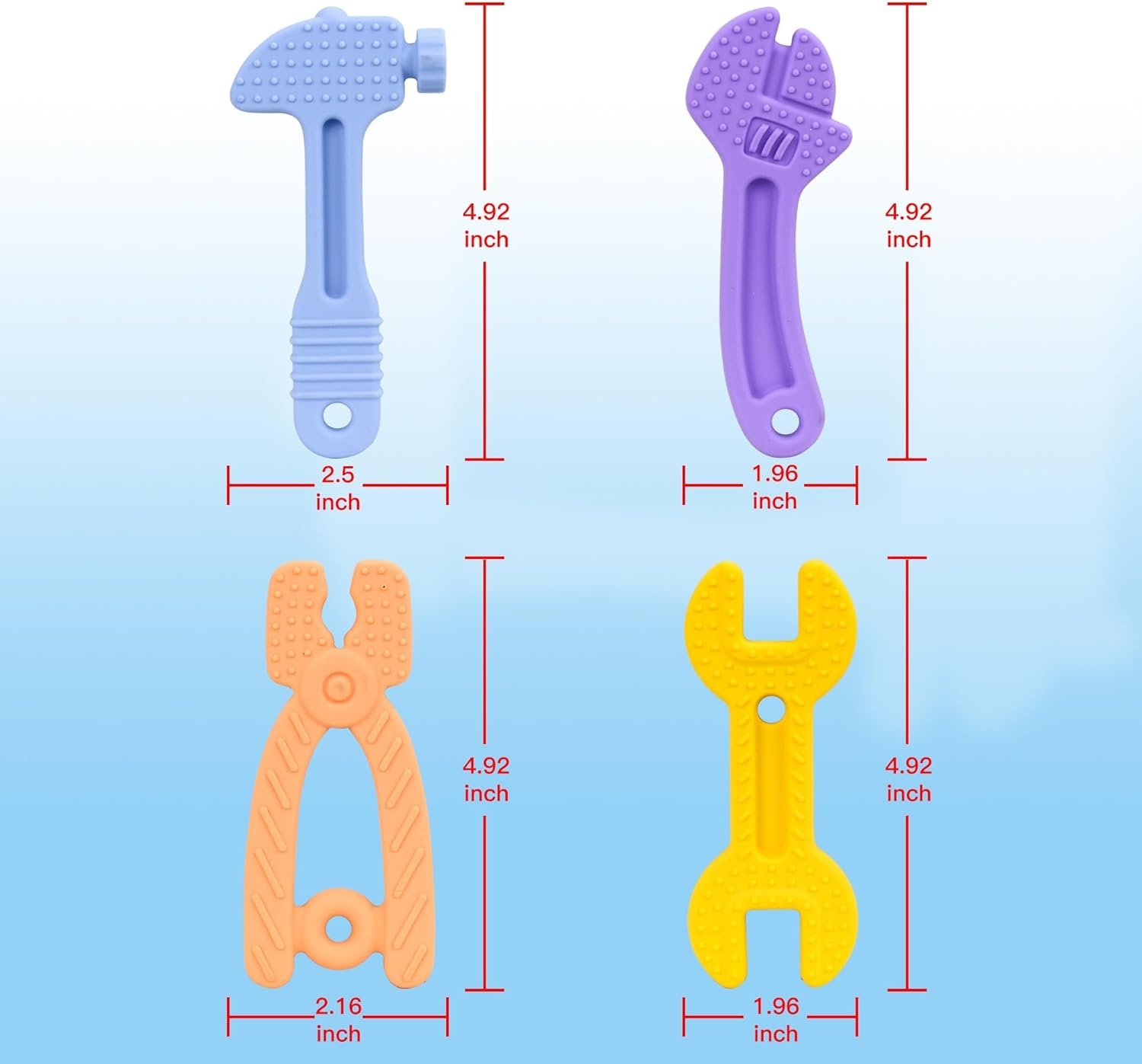 4 in 1 Silicone Tool Set - Grasping Toys for Babies & Toddlers - Little Tradie Just like Dad image number 2
