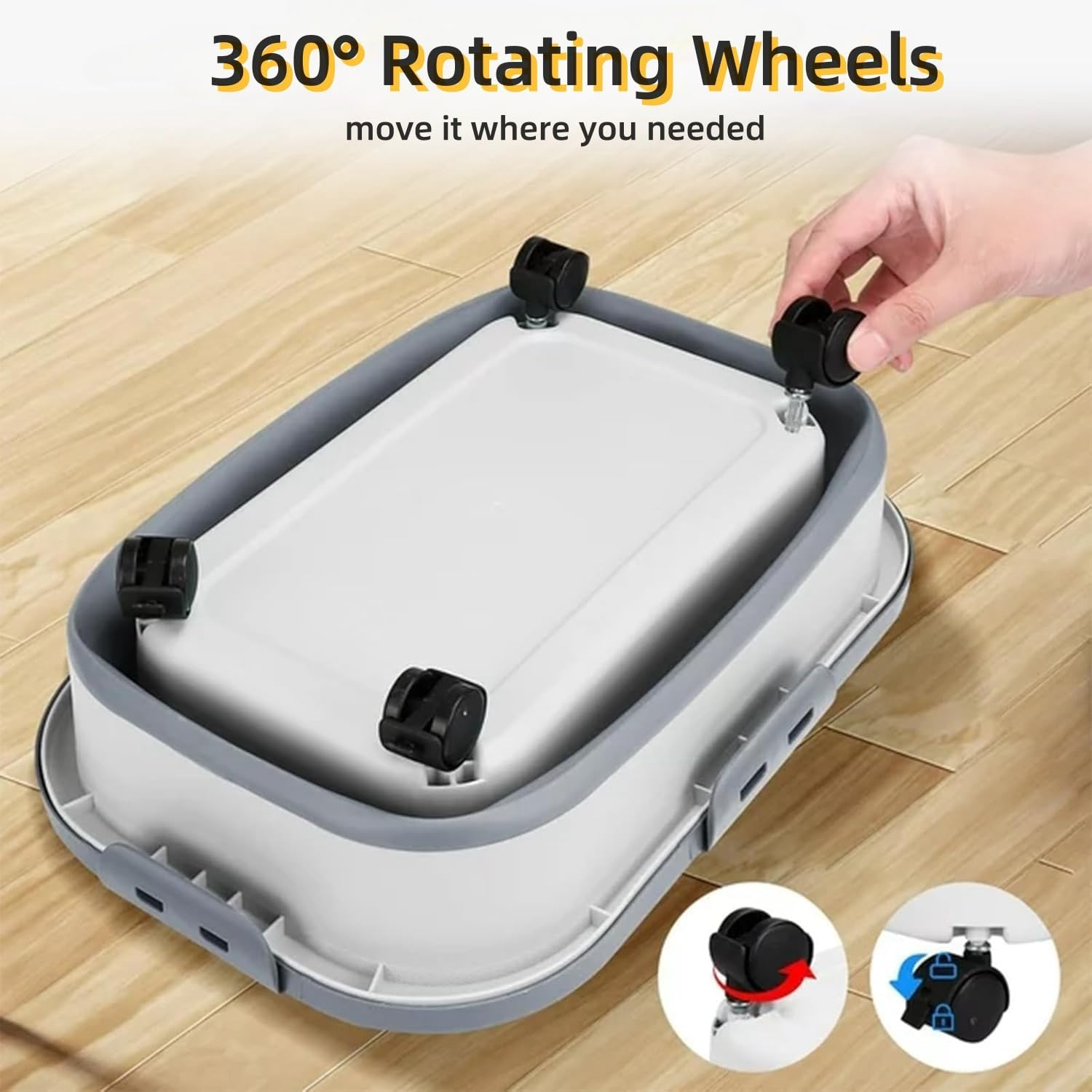 CHIEFAWAY 20L Collapsible Dog Food Container with Casters and Scoop, Food Storage Container Make Dry Food Fresh, Airtight Pet Dog Cat Dry Food Storage Bin Dispenser, Easy to Move image number 2