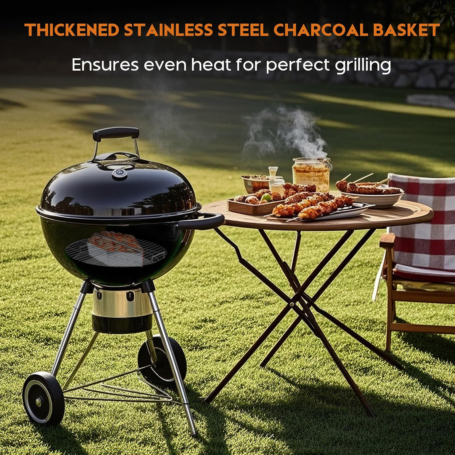 2 Pcs Thickened Charcoal Basket Stainless Steel Char Holder with Mini Tong, Compatible with 22-Inch Weber Charcoal Grills, Charcoal Container Grilling Briquette Baskets image number 6