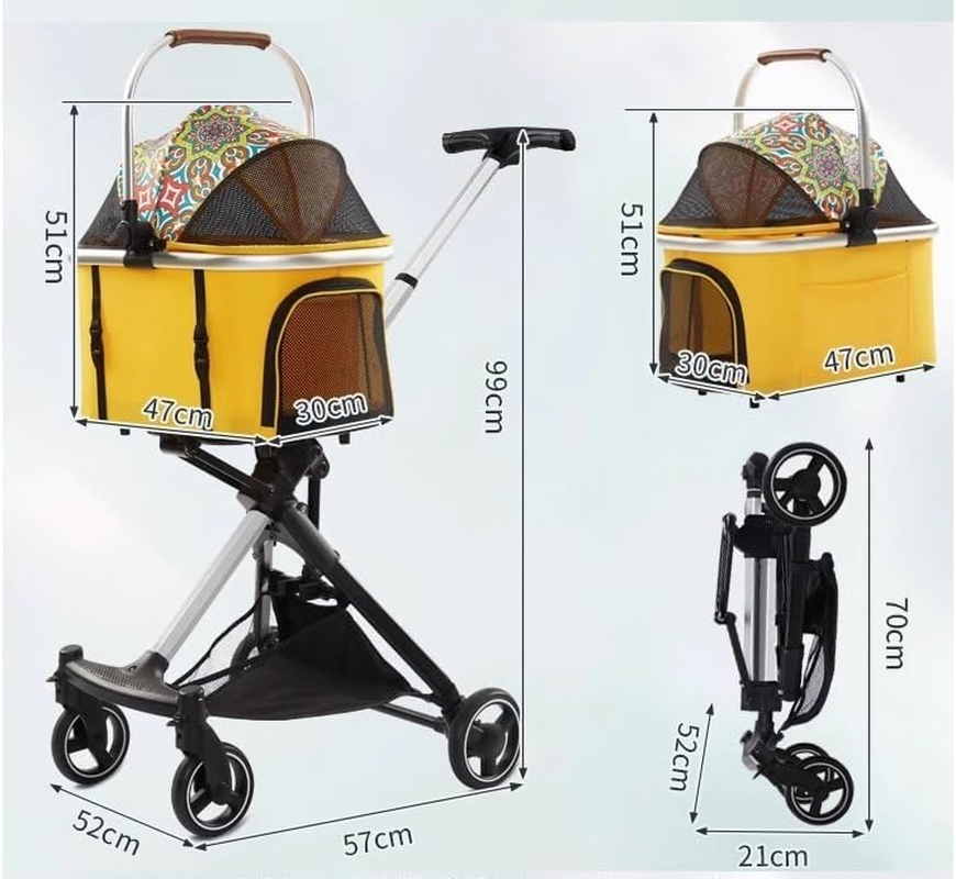 Pet Stroller Dog Stroller Cat Stroller Foldable Cats Dogs Pet Stroller for Medium Small Size Dogs Cat Stroller Detachable Carrier Basket for Puppy Dog Pram Dog Cat(Color:Gray)