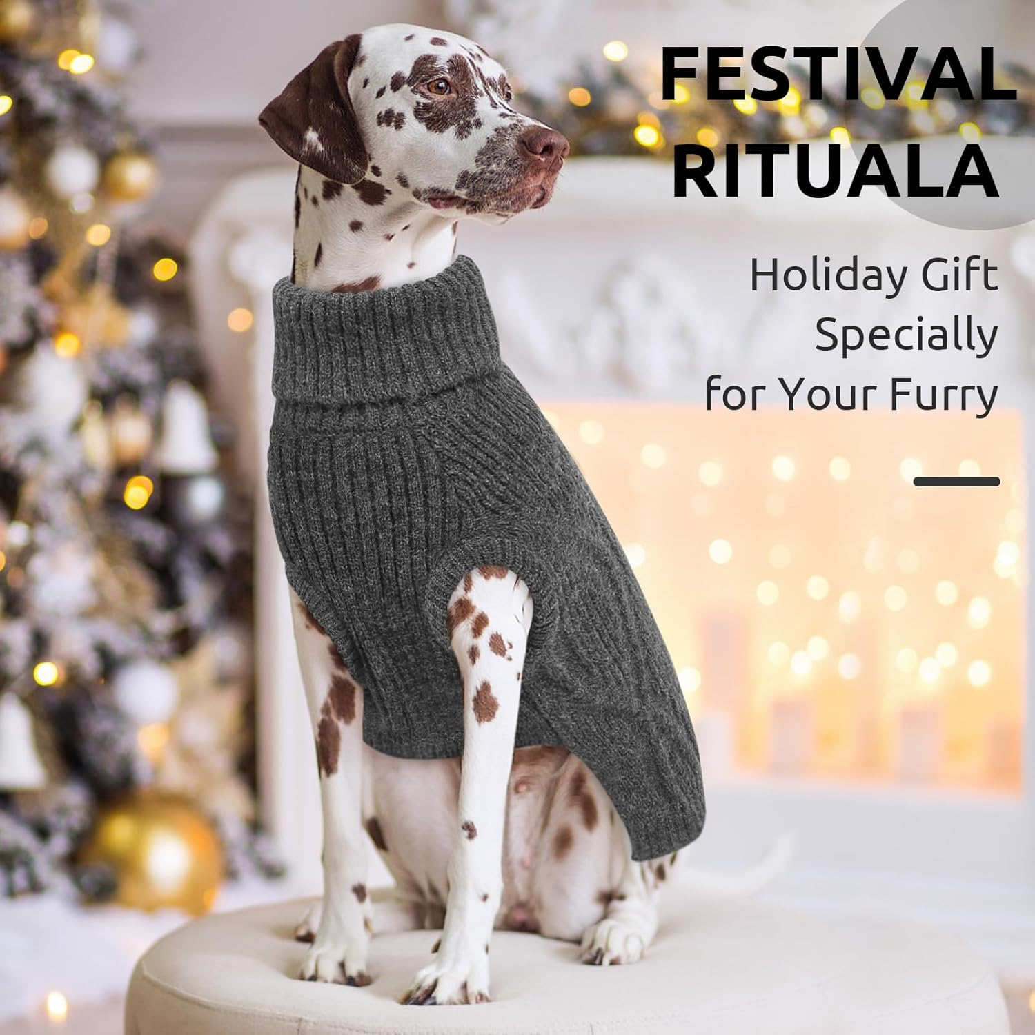 Queenmore Sweater for Small Dogs, Warm and Soft Turtleneck Dog Jumper for Maltese, Pomeranian, Poodle, Shih Tzu (Grey, S) image number 6