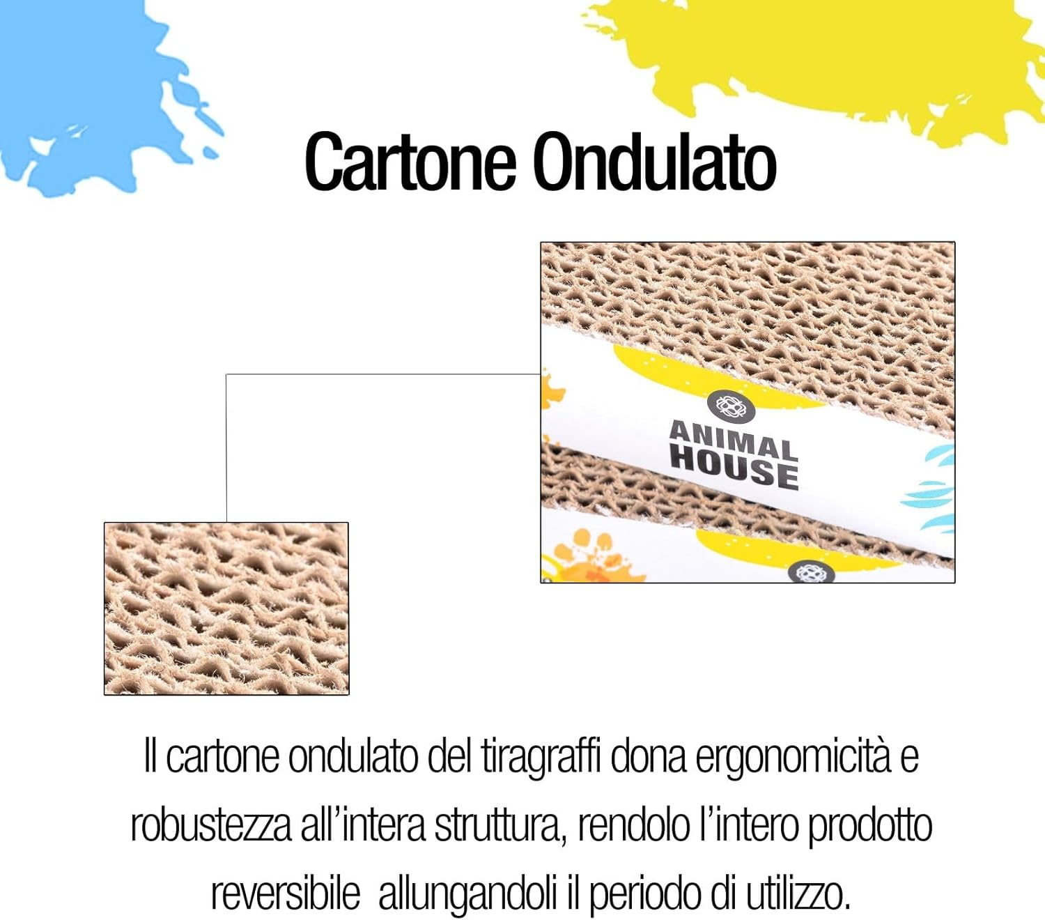 Animal House Cat Scratching Post Set Made of Cardboard 3 Pieces for the Fun of Your Cat Friends, 2 Layers Reversible (Flat, 3) image number 2