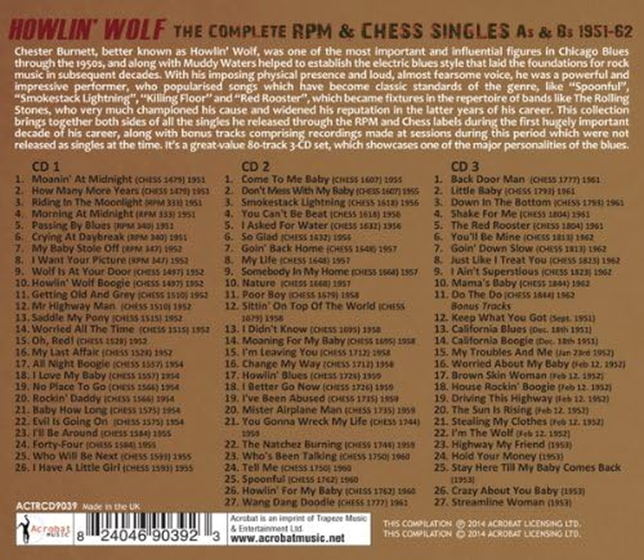 Wolf, Howlin : Complete RPM &Chess Singles as & BS 1951-62 image number 1