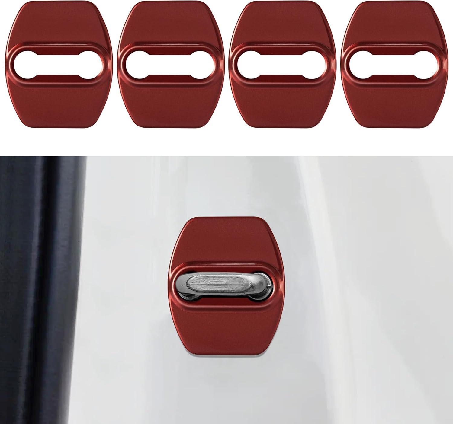 TOMALL 4Pcs Car Door Lock Latches Covers Compatible with Hyundai Sonata Elantra Santa Fe Palisade Tucson Veloster N Genesis Kona/Kona EV Azera Ioniq Stainless Steel Exterior Accessories (Carbon Fiber)