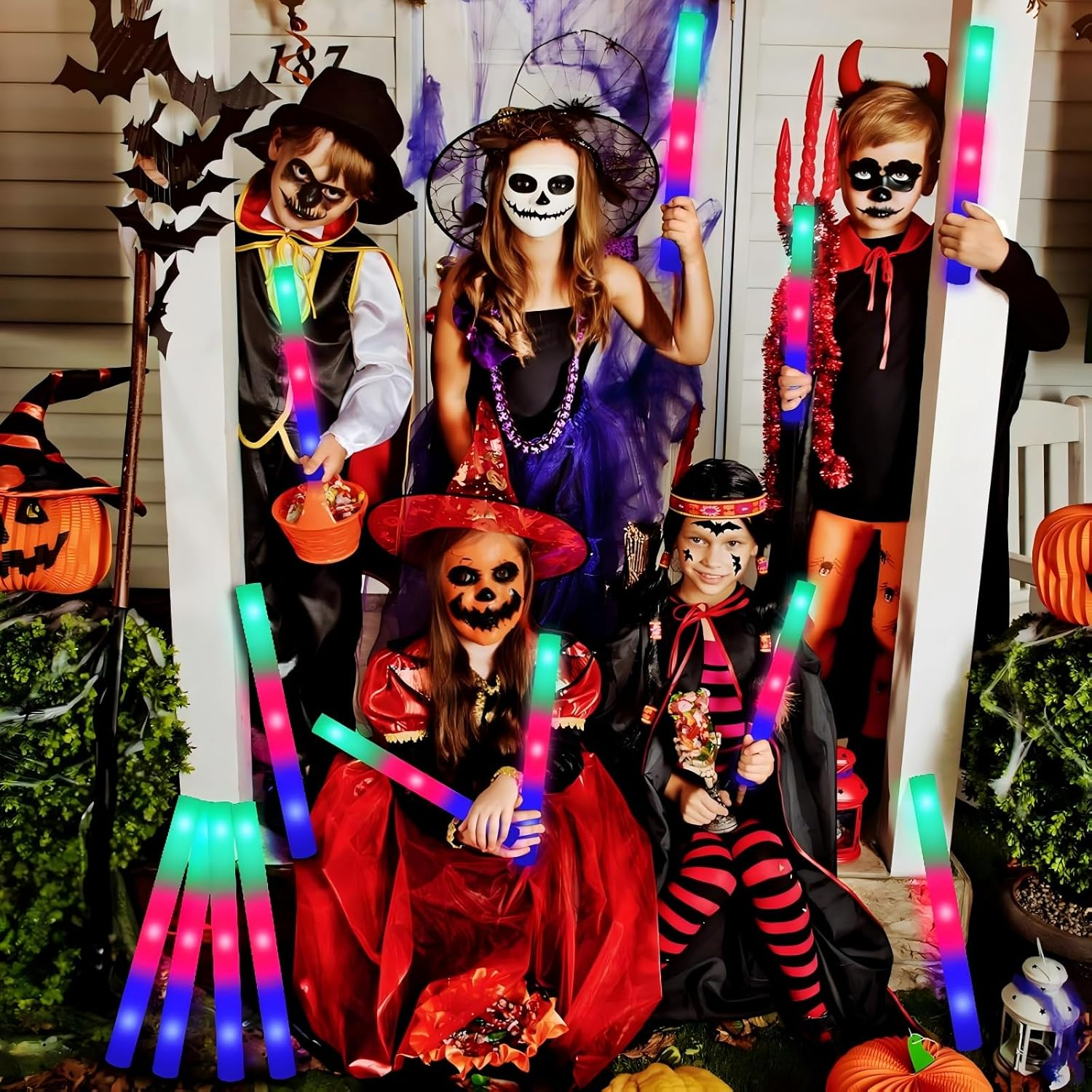 Giant 48CM Foam Glow Sticks Bulk, 10 PCS LED Light Sticks Glow in the Dark Party Supplies with 3 Modes Colorful Flashing Light up Toys for New Year Birthday Party Wedding Concert Halloween Christmas image number 5