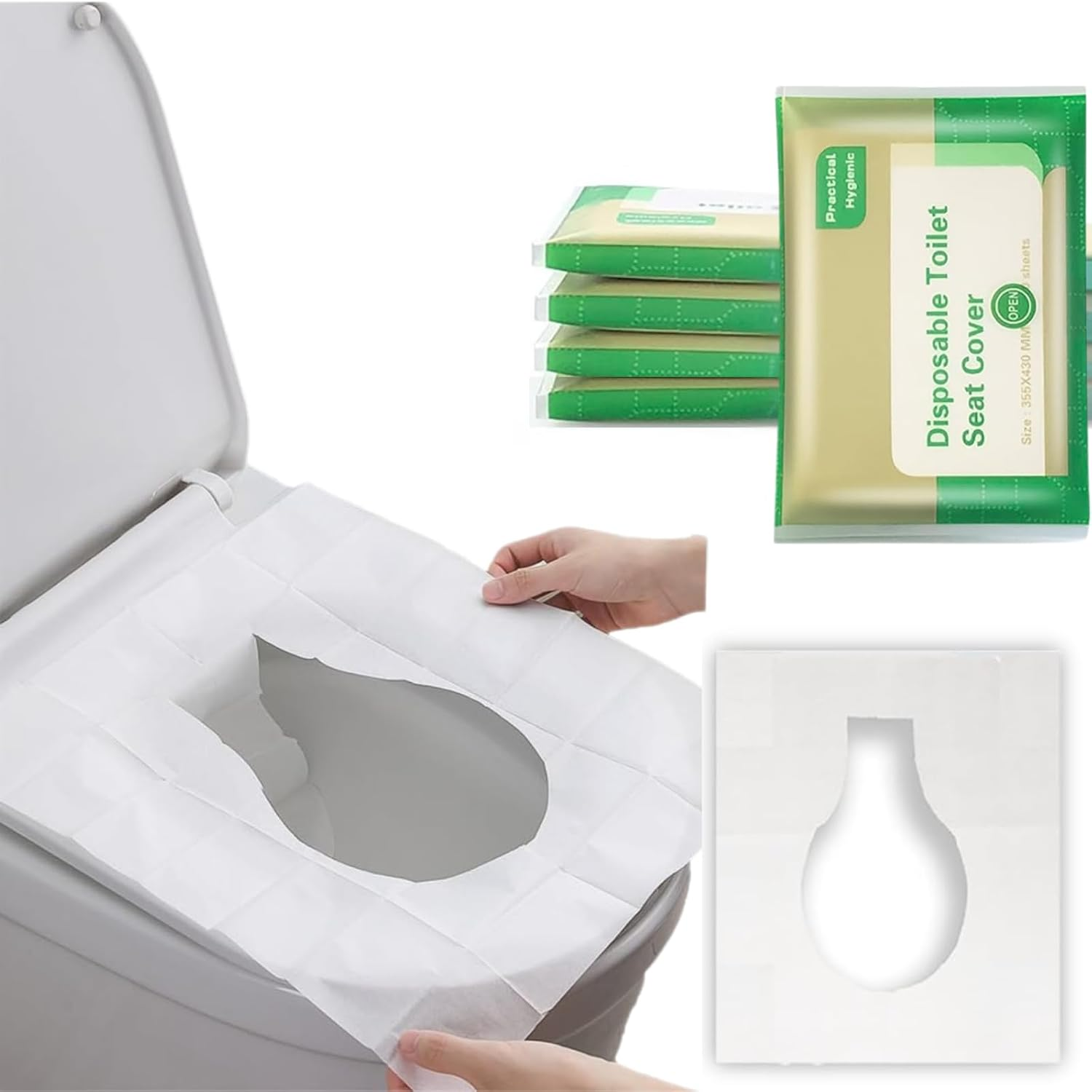 Toilet Seat Cover - Portable Toilet Seat Paper Covers, JOMWEN Disposable Flushable for Bathroom Travel Camping Hotel Essentials,Sticker Free, 5 Pack of 50 image number 4