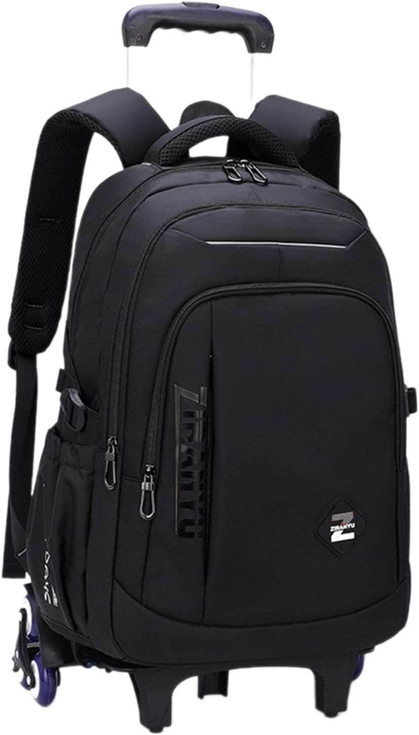 Vsenkes Rolling Backpack Computer Bag Portable Adjustable Straps, Wheeled Laptop Backpack, Trolley Suitcase for Overnight, Business