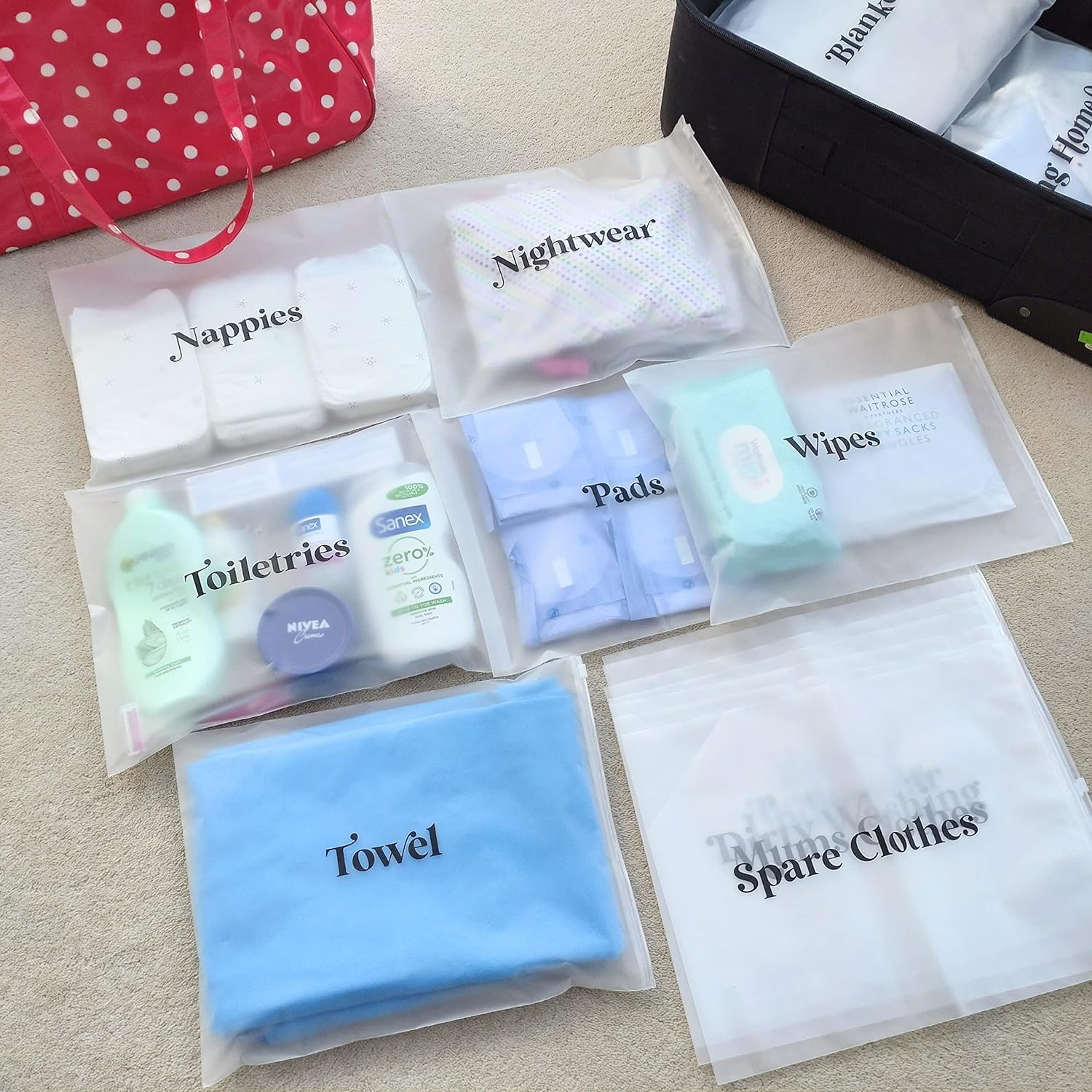 21X Baby Hospital Maternity Organiser Bags Essentials | Baby Shower | Mum to Be | Labor & Delivery Bag Labels image number 6