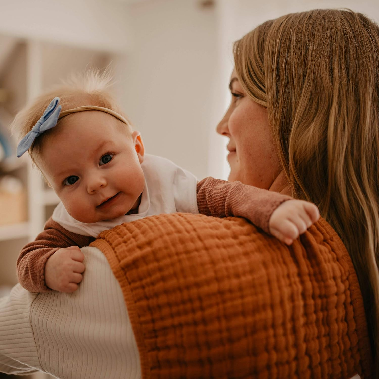 Parker Baby Co. Muslin Burp Cloths | 100% Cotton, 4-Pack Rose, 20X11 Inches, Baby Burp Cloths image number 3