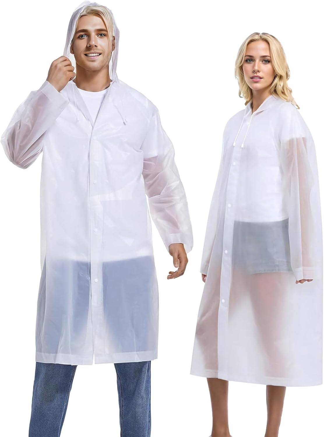 EVA Rain Poncho, 2 Pcs Raincoat for Women Men, with Hood，Reusable EVA Rain Ponchos Raincoat