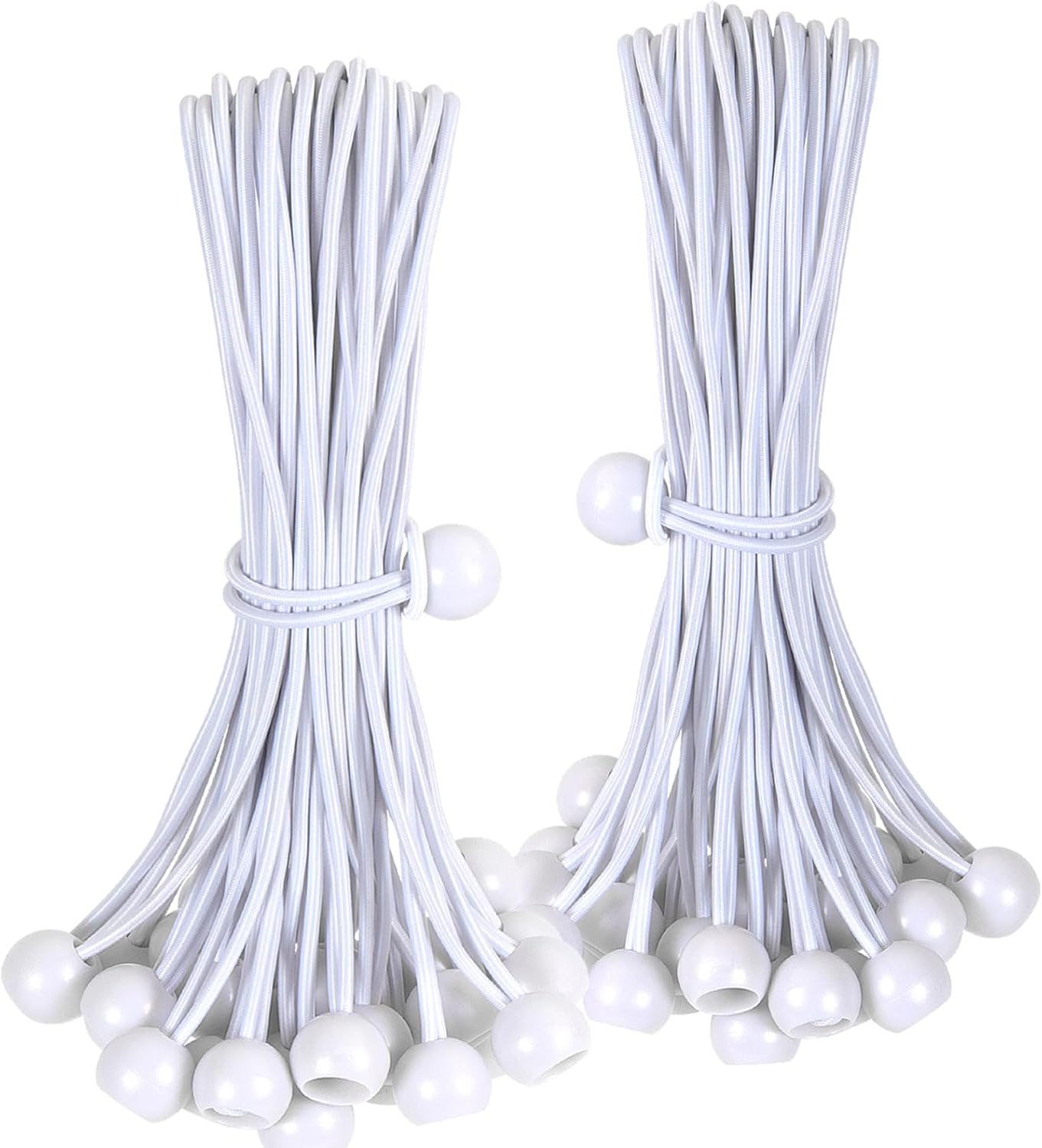 Tarp Cords with Ball 12 Inch, White Tent Bungee Cords Heavy Duty Tie down for Outdoor Canopy, Tents, Cargo, Shelter, Gazebo with Uv-Resistant (60 PCS) image number 5