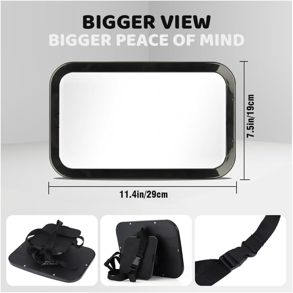 Cubble Wide-Angle,Shatterproof 360&deg; Car Mirror, Improved Version with Removable Base, Wide Angle View (Black) image number 2