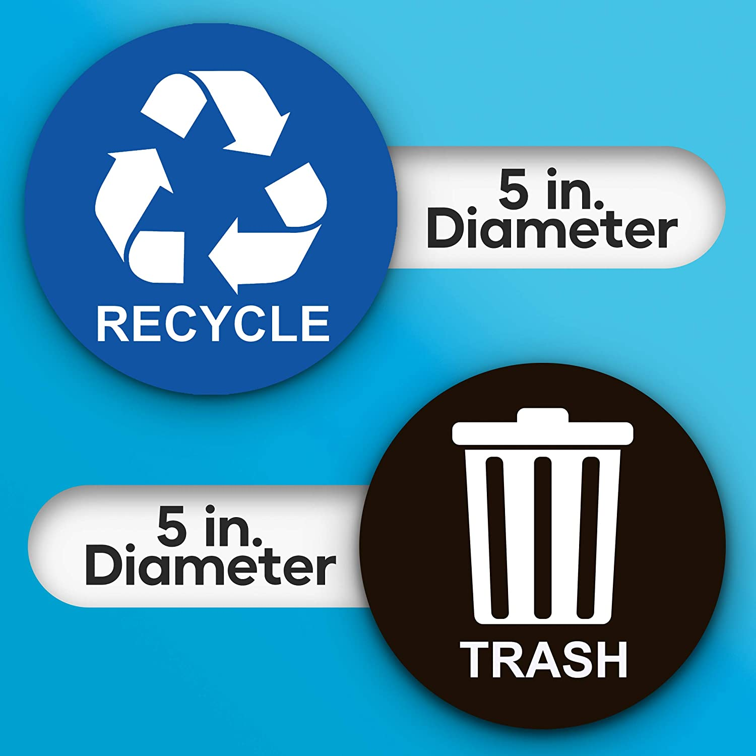 Recycle Sticker Signs for Trash Can - Perfect Bin Labels - 5" by 5" - 2 Pack - Ideal for Home or Office Use image number 2