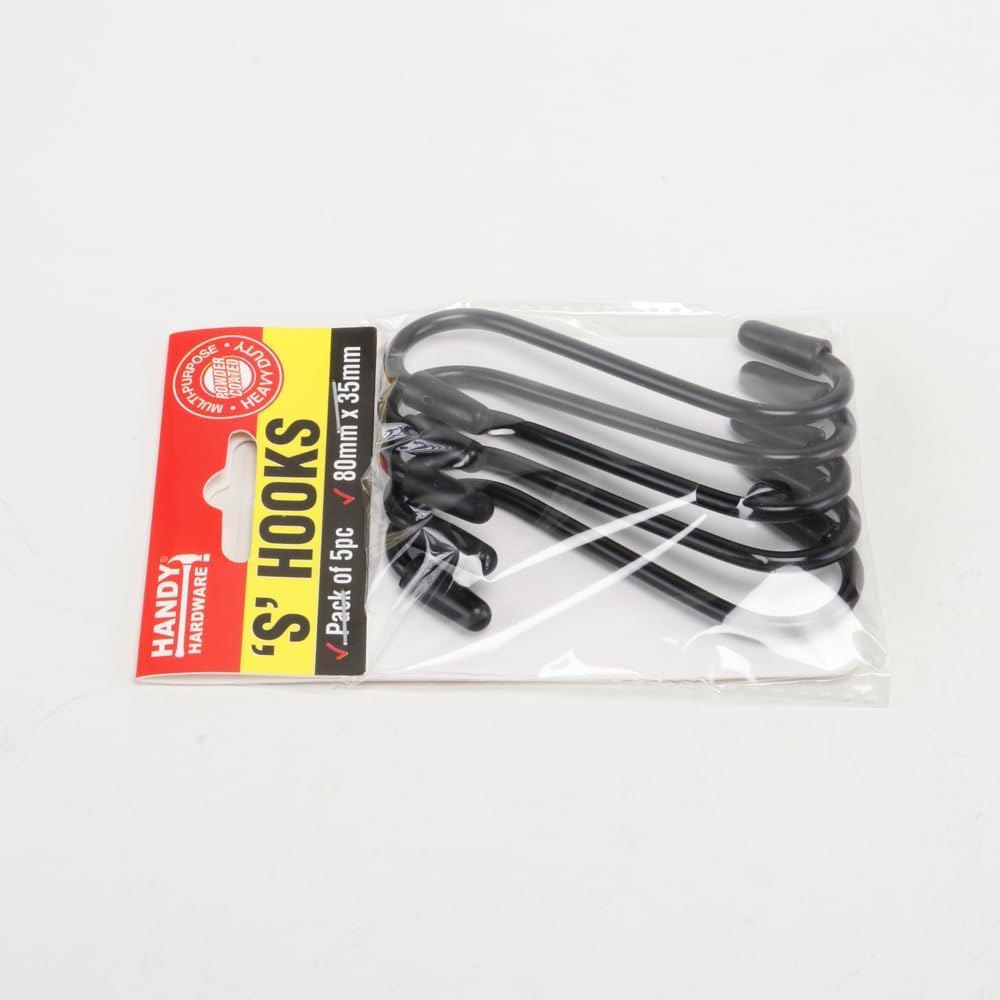 Handy Hardware PVC Coated S Hooks with Scratch Proof Tip Protectors, 80 X 35 Mm (5 Pieces) image number 2