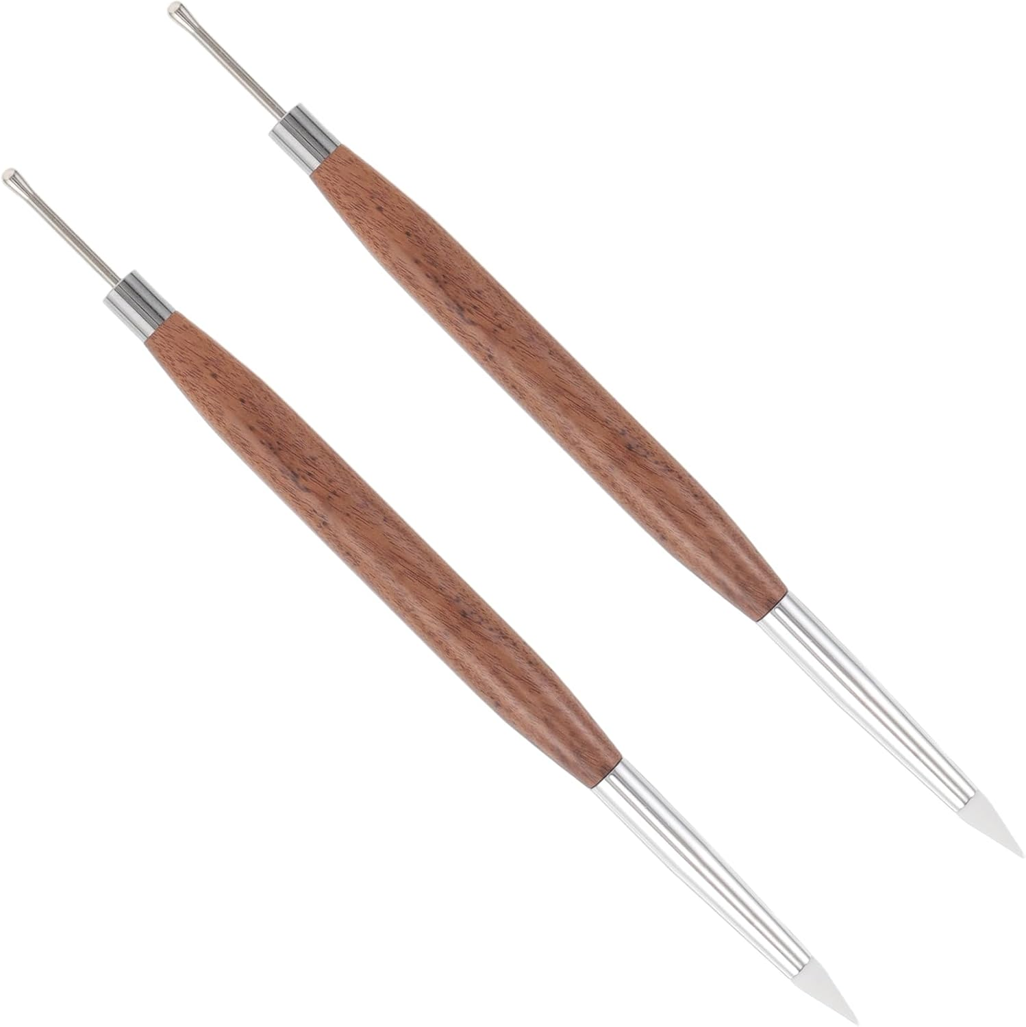 COOLHIYA 2Pcs Nail Art Sculpture Pen Dotting Tools - Dual-Ended Ball End Dotting Pen - Silicone Nail Polish Brushes for Carving Drawing Embossing