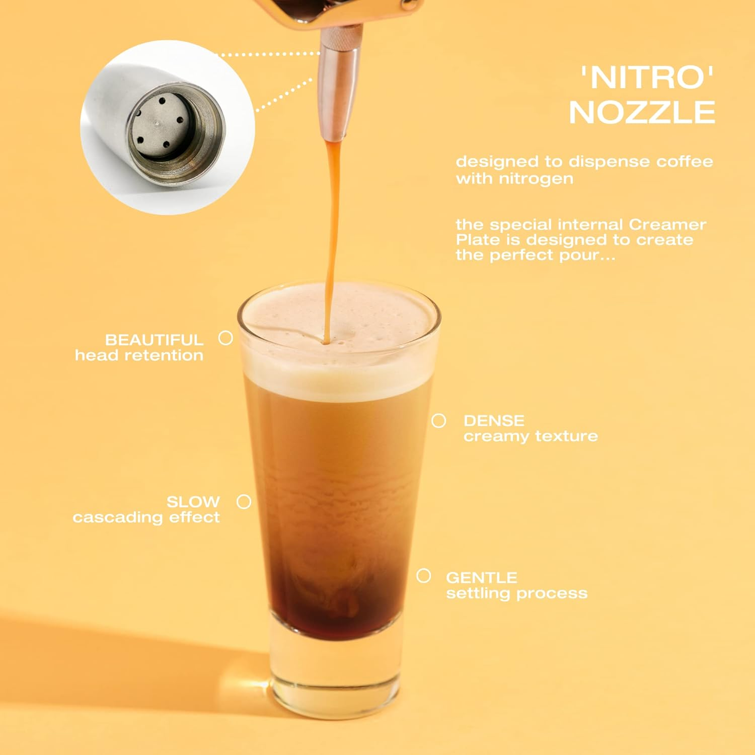Impeccable Culinary Objects (ICO) NITRO KAFO 0.5L Coffee Maker - Aluminum Cold Brew Maker with Special Nitro Diffuser Nozzle and Mason Jar, 1 Pint/0.5L image number 2