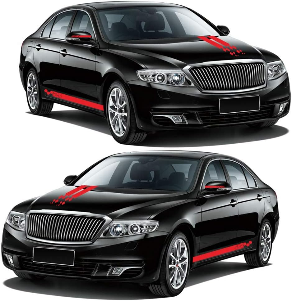 Rojuicy 5 Pieces Vinyl Car Side Stickers Decorative Auto Body Racing Sports Decals Car Truck DIY Decal Stripe Vinyl Sticker Accessories 1-2 Days Delivery image number 5