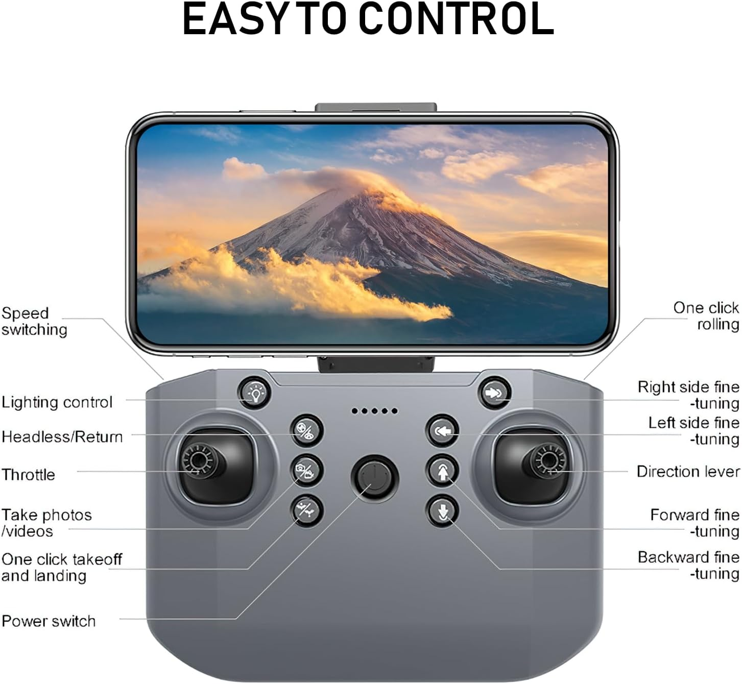 Poat Drone with Adjustable 4K Camera, RC Quadcopter with Headless Mode, 360&deg; Flips, Gesture/Gravity Control, 3 Speed Modes, 2 Batteries, LED Lights, for Kids & Beginners image number 4